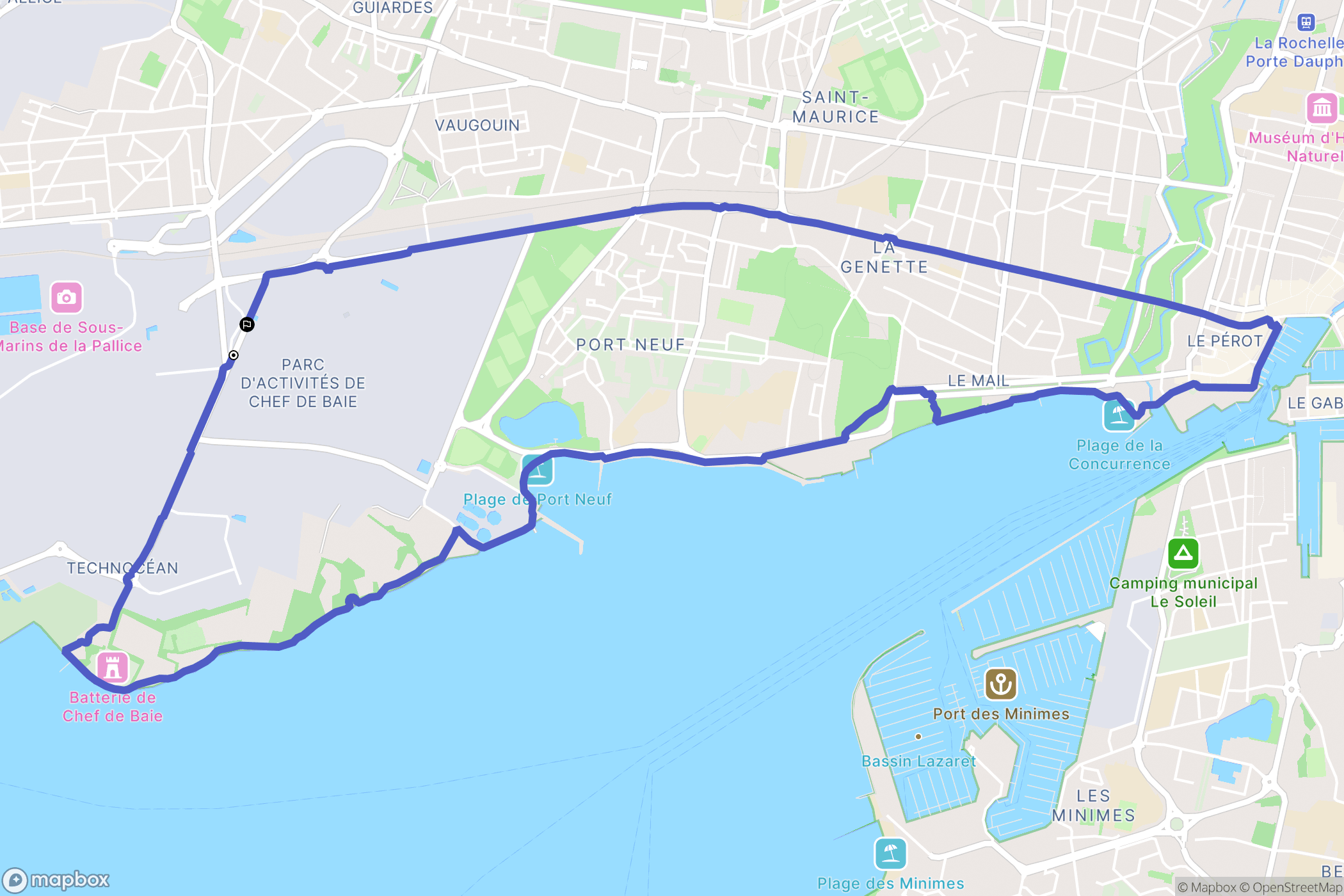 La Rochelle : carte du parcours de randonnée - France