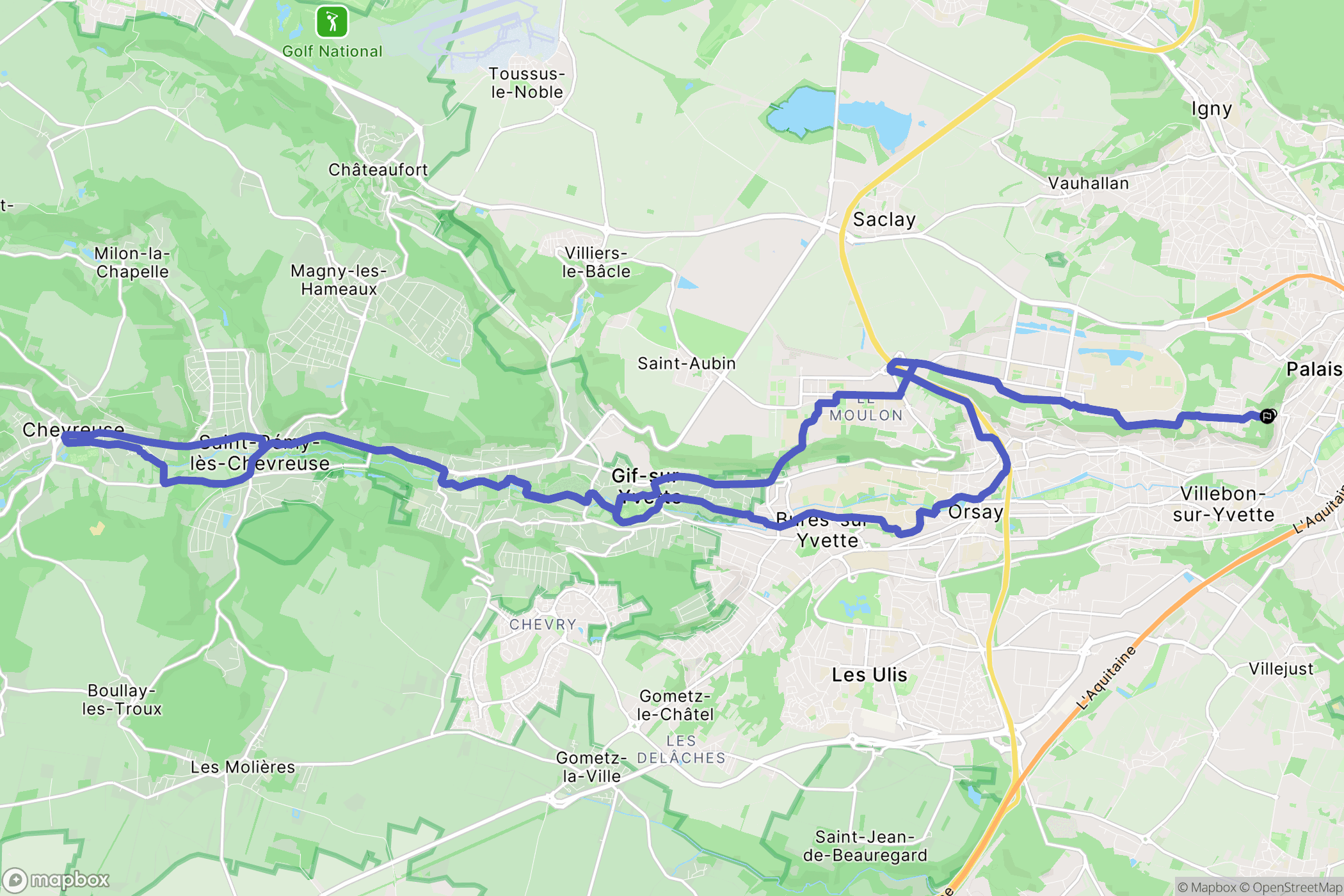 Palaiseau : carte du parcours de randonnée - France