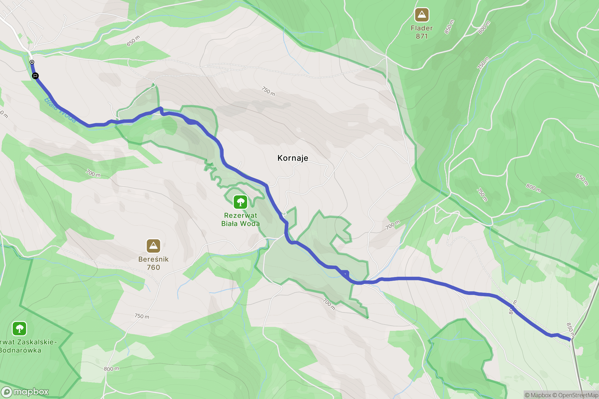Jaworki: mapa trasy - Poland