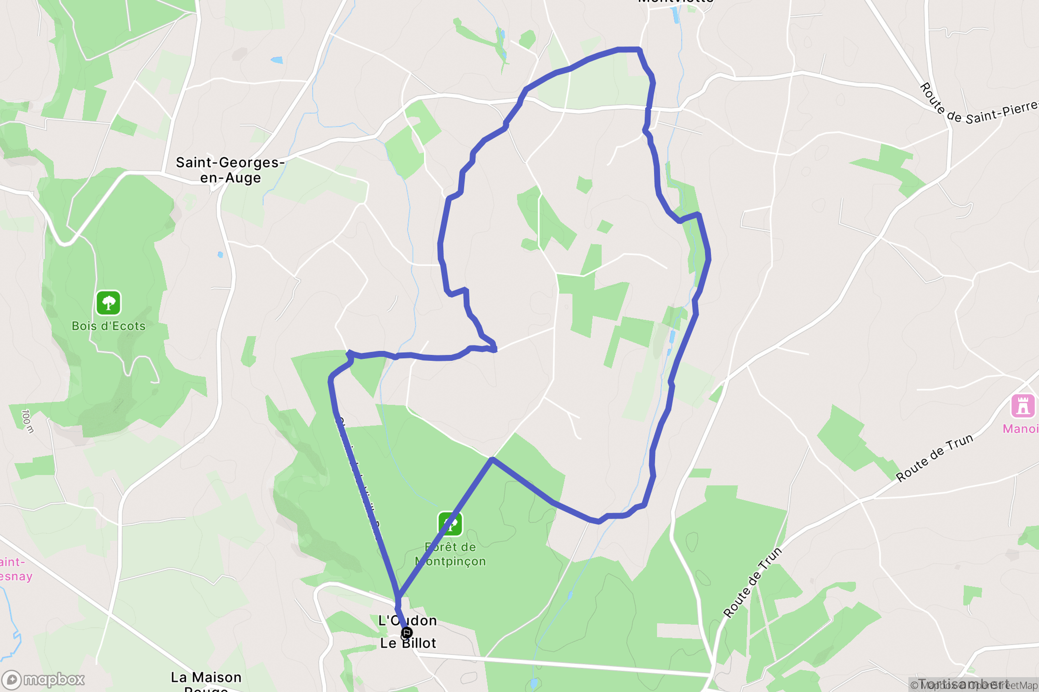 Saint-Pierre-en-Auge : carte du parcours de randonnée - France