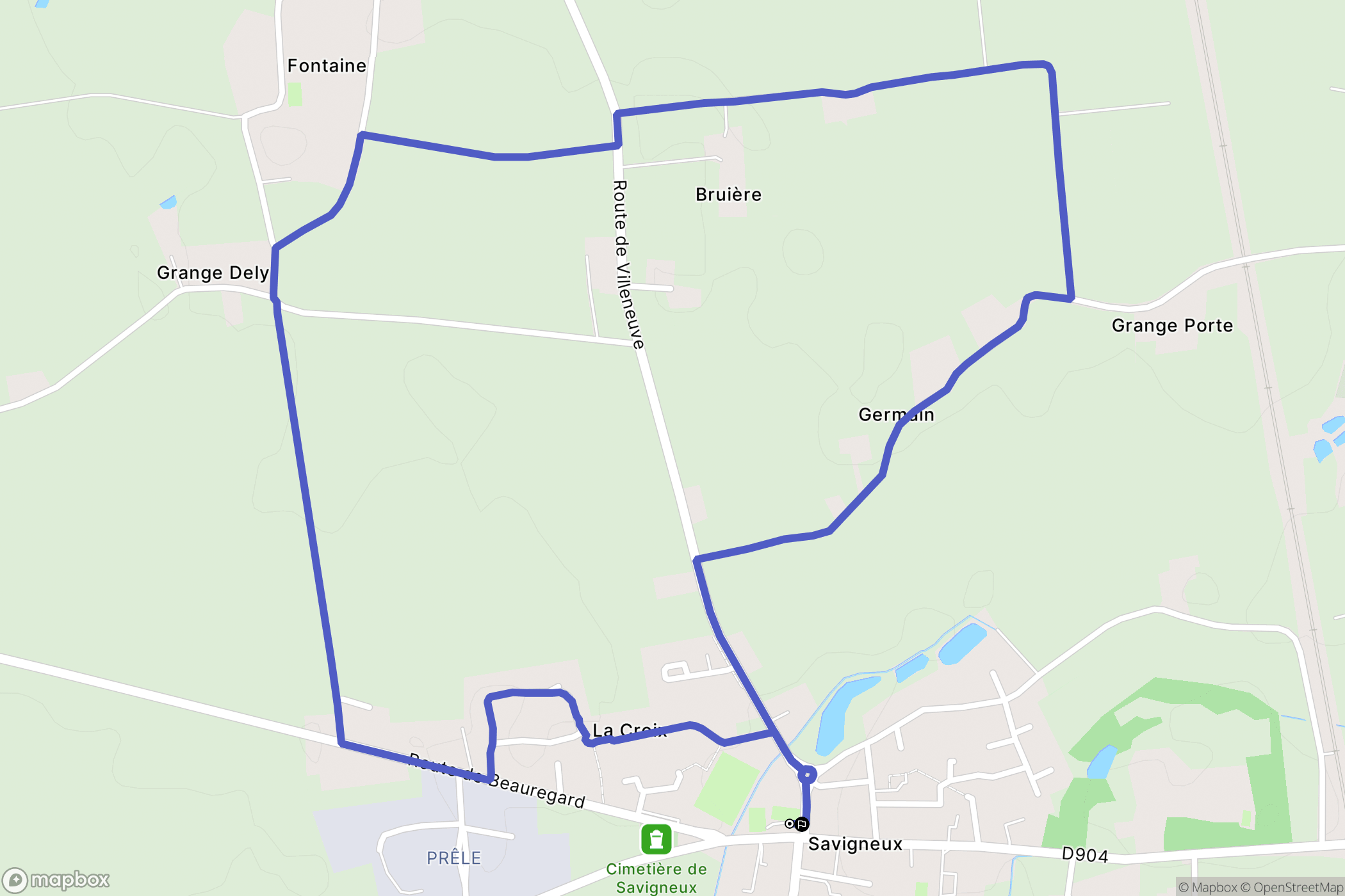 Savigneux : carte du parcours de randonnée - France