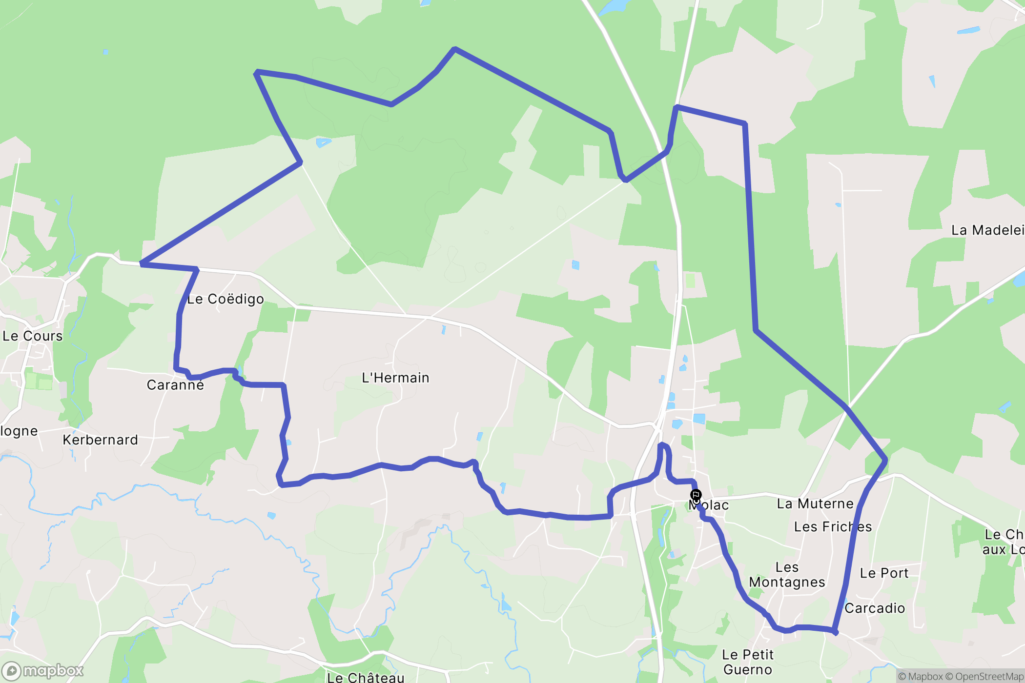 Molac : carte du parcours de randonnée - France