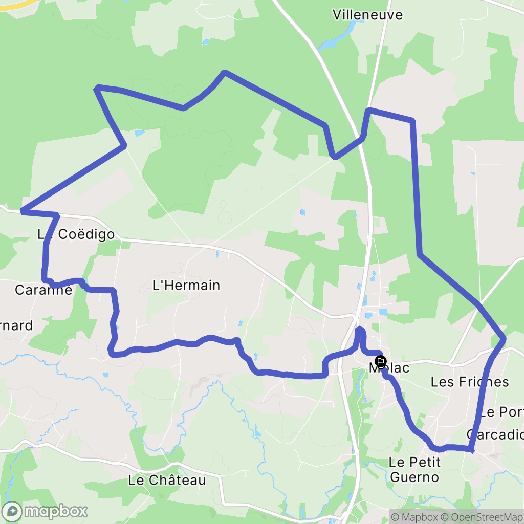 Molac : carte du parcours de randonnée - France