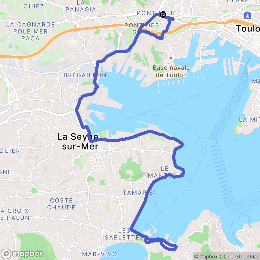 Toulon : carte du parcours de randonnée - France