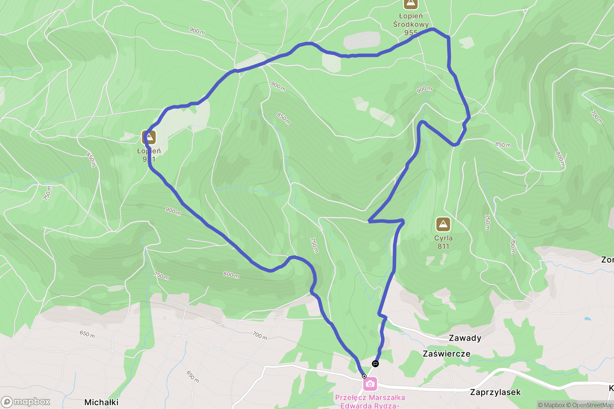 Chyszówki: mapa trasy - Poland