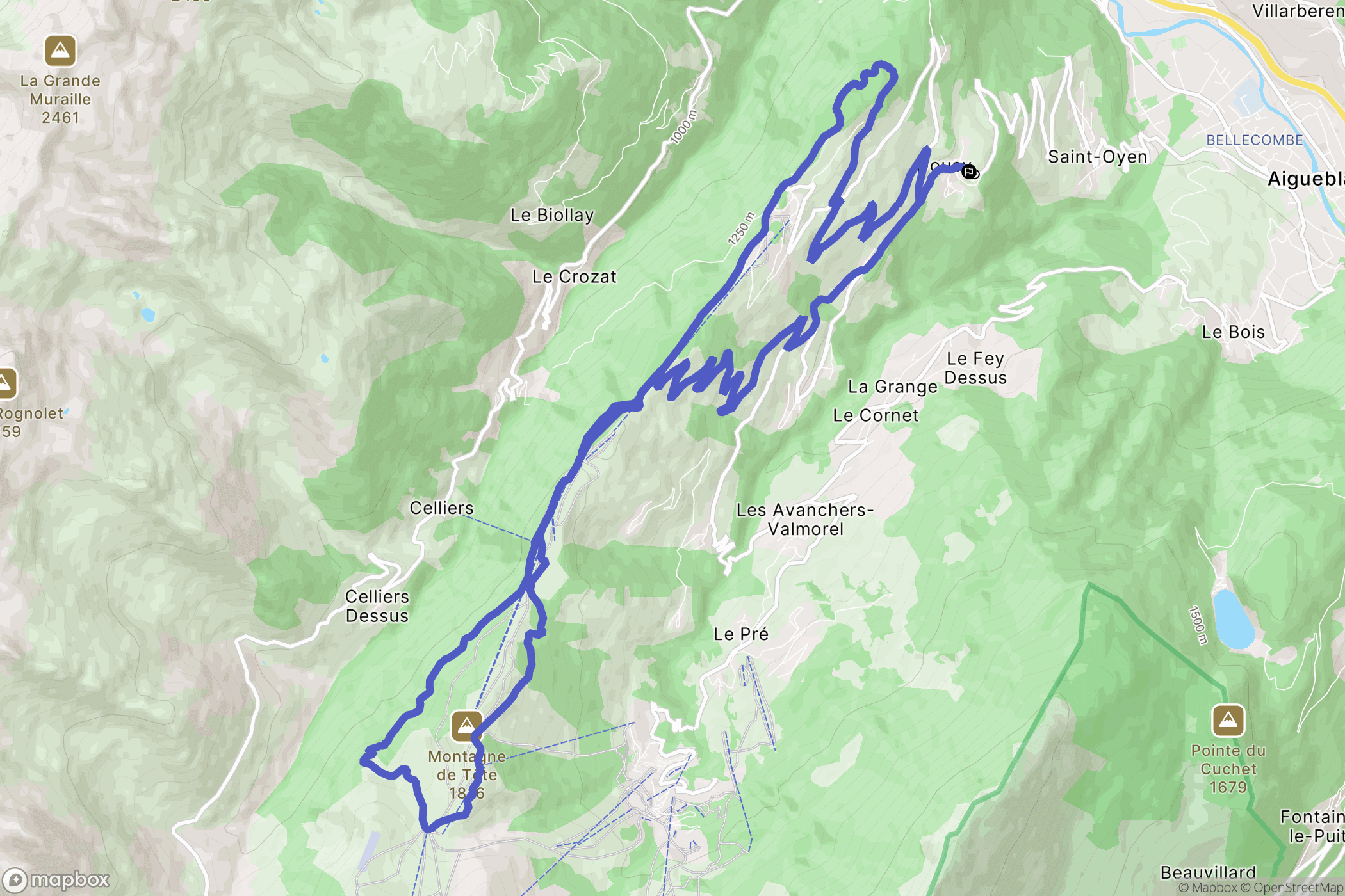 La Léchère : carte du parcours de randonnée - France