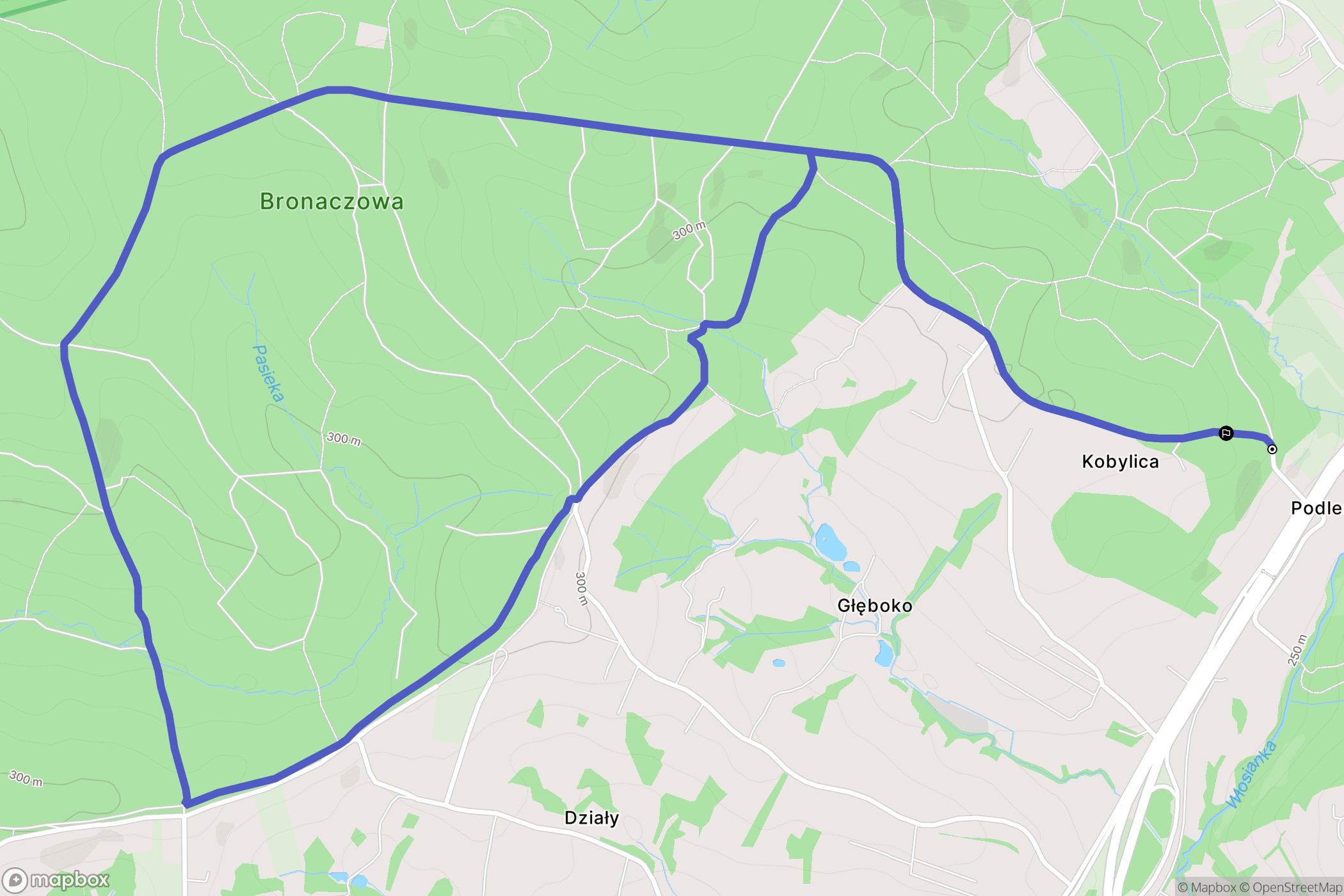 Głogoczów: mapa trasy - Poland