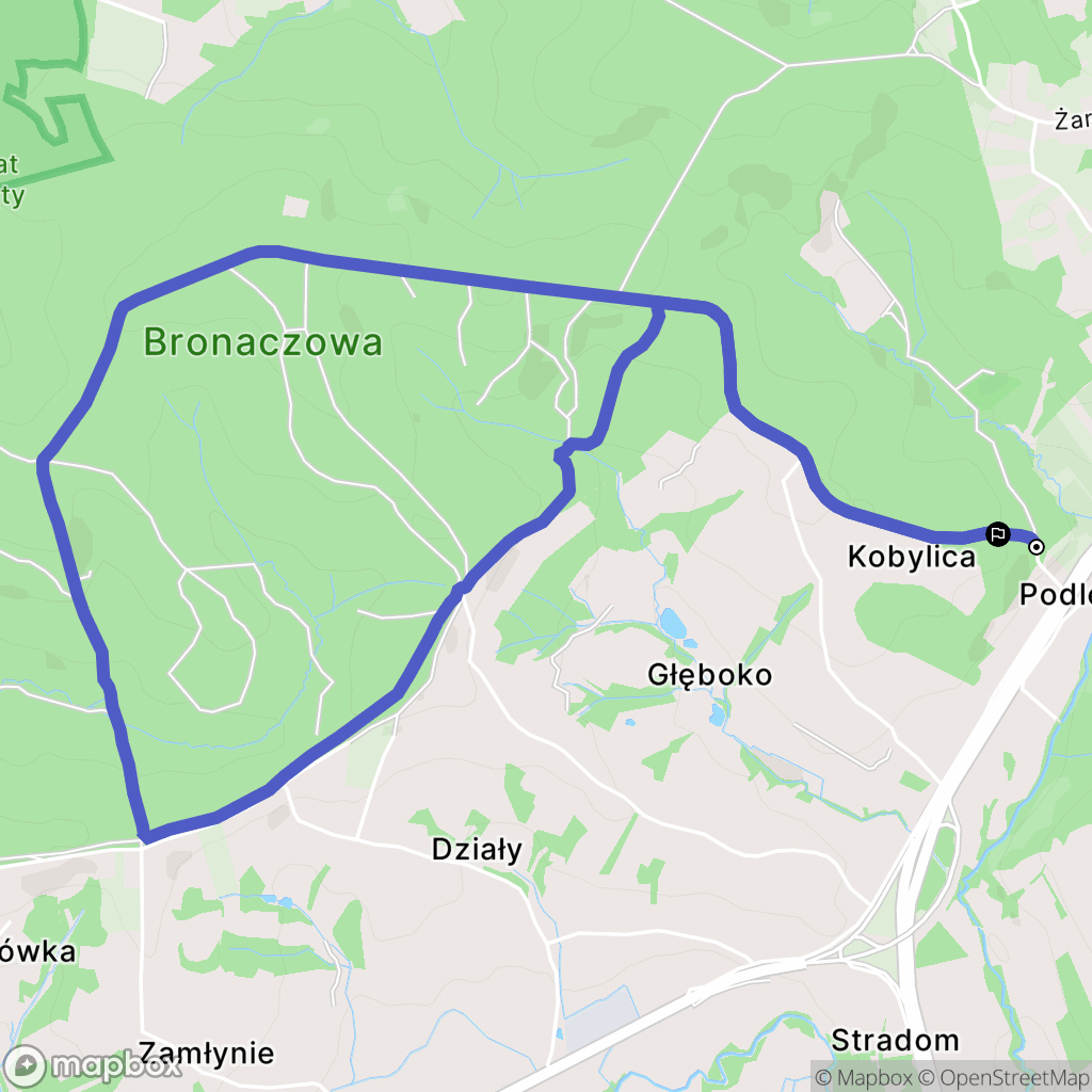 Głogoczów: mapa trasy - Poland