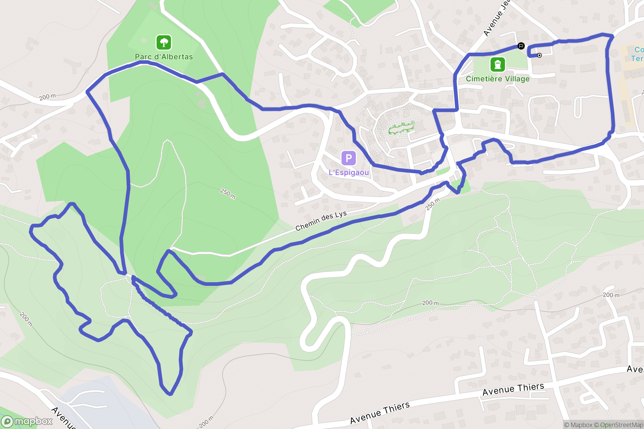 Bouc-Bel-Air : carte du parcours de randonnée - France