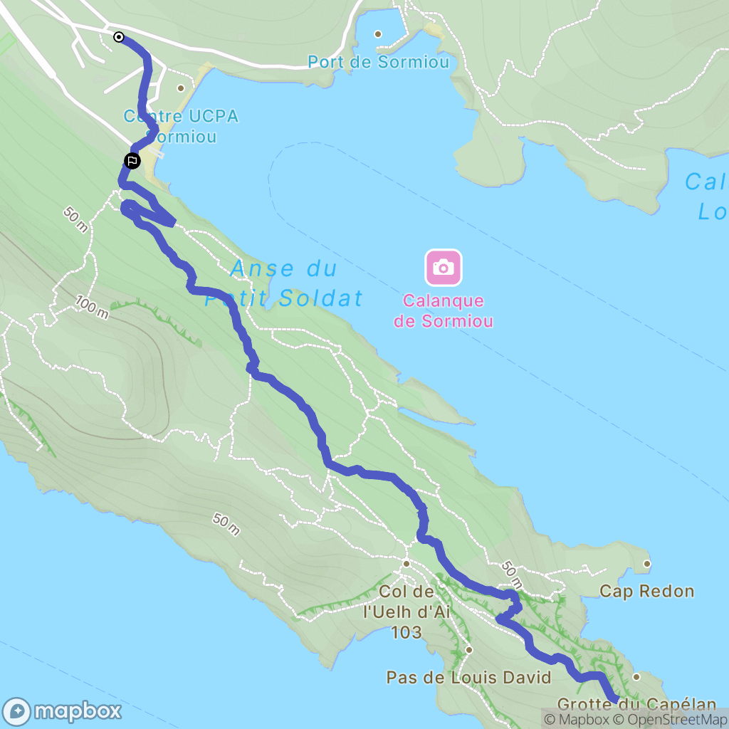 Marseille : carte du parcours de randonnée - France