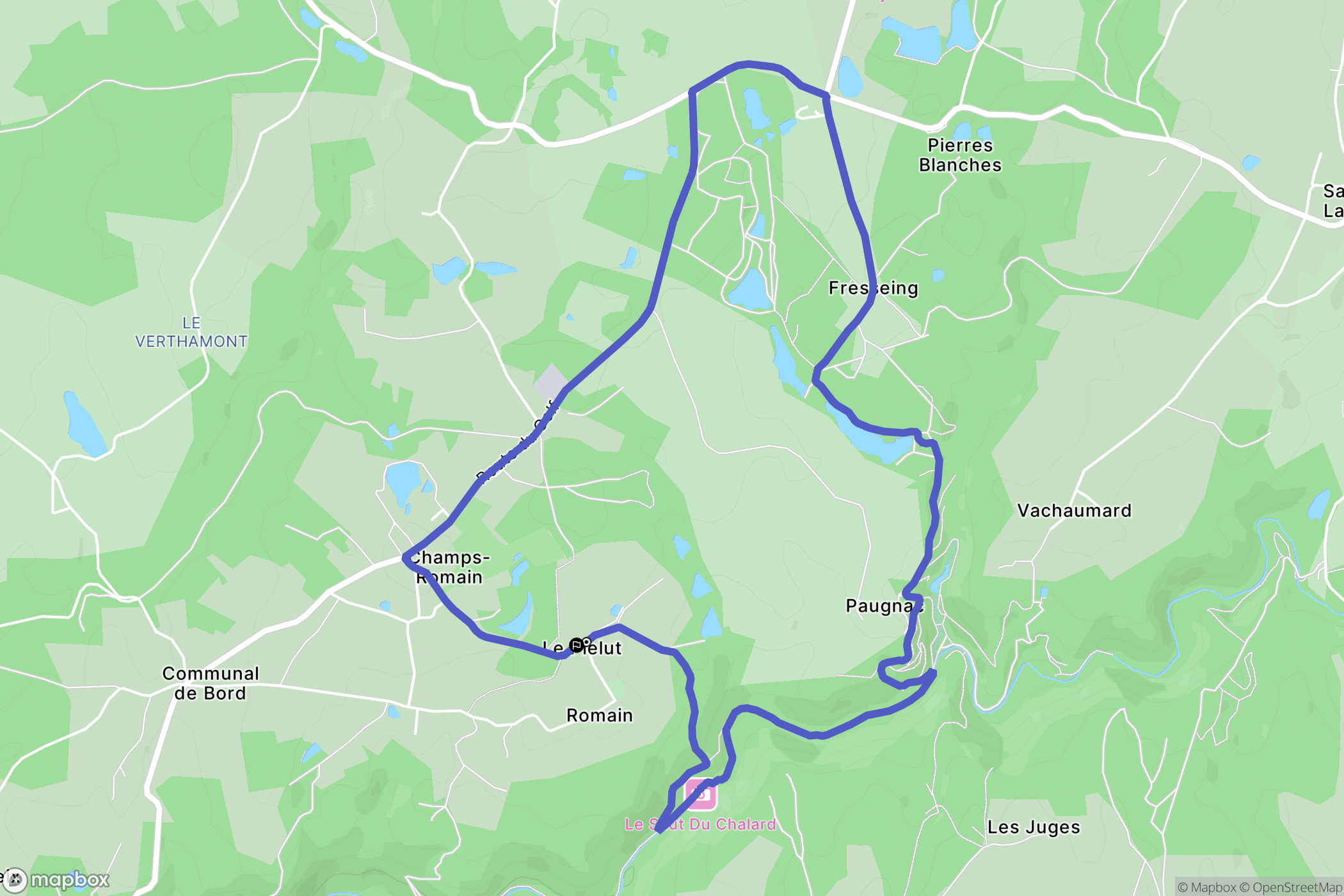 Champs-Romain : carte du parcours de randonnée - France