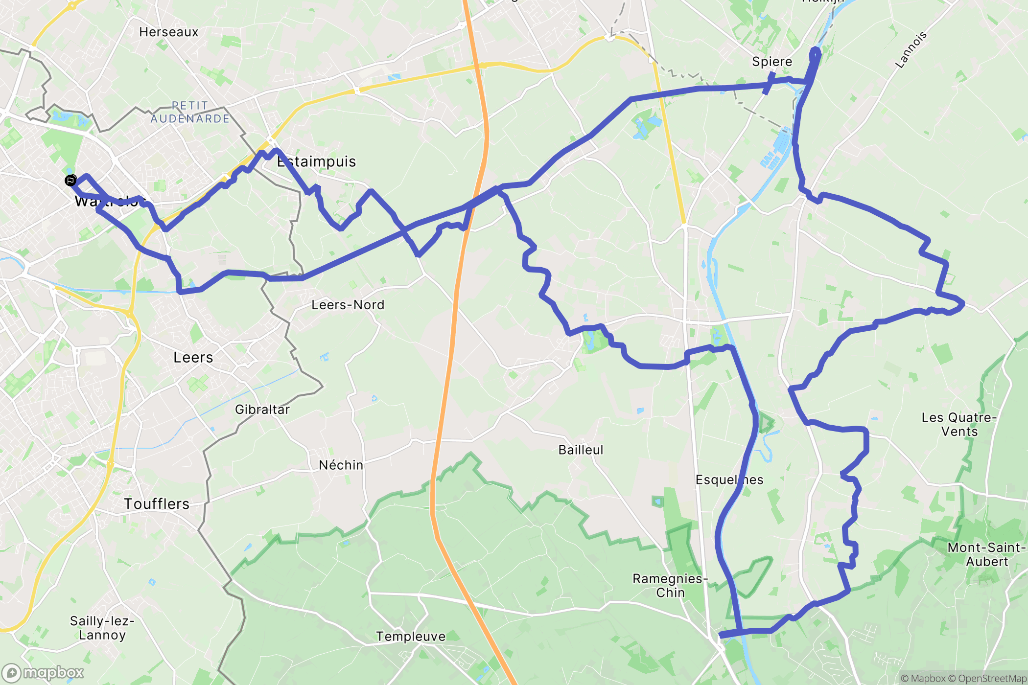 Wattrelos : carte du parcours de randonnée - France