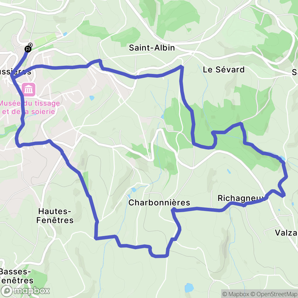 Bussières : carte du parcours de randonnée - France