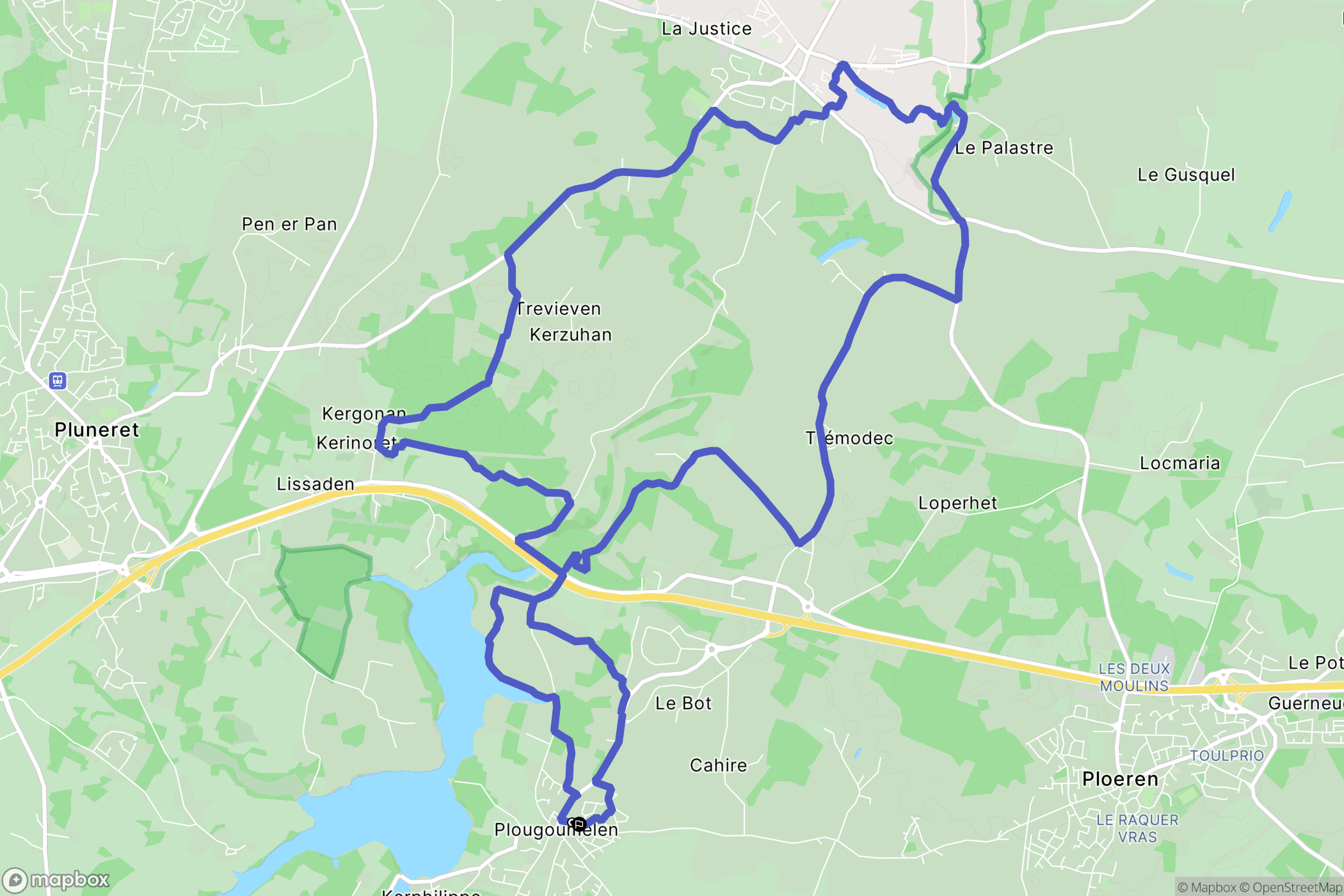 Plougoumelen : carte du parcours de randonnée - France