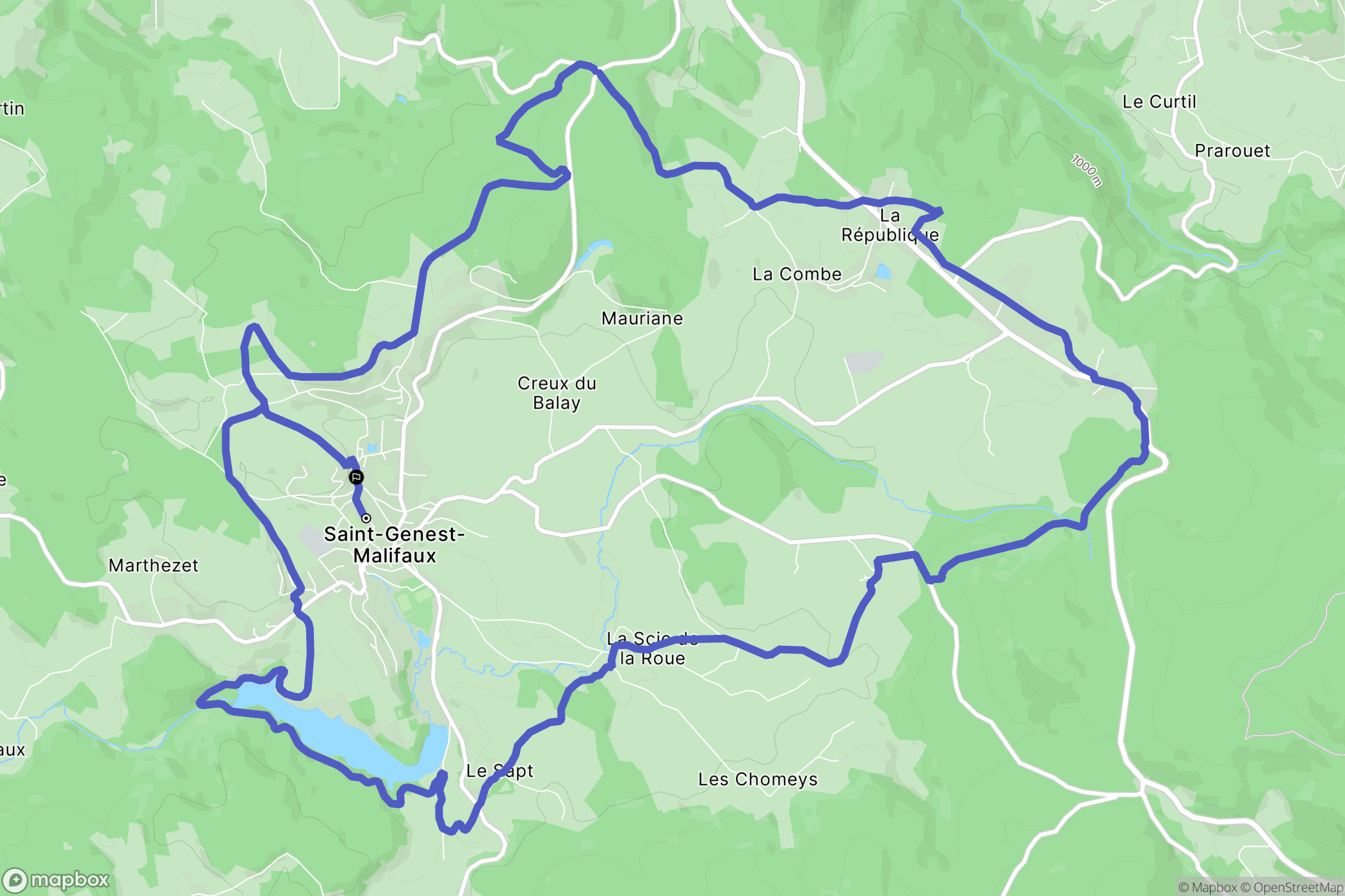 Saint-Genest-Malifaux : carte du parcours de randonnée - France