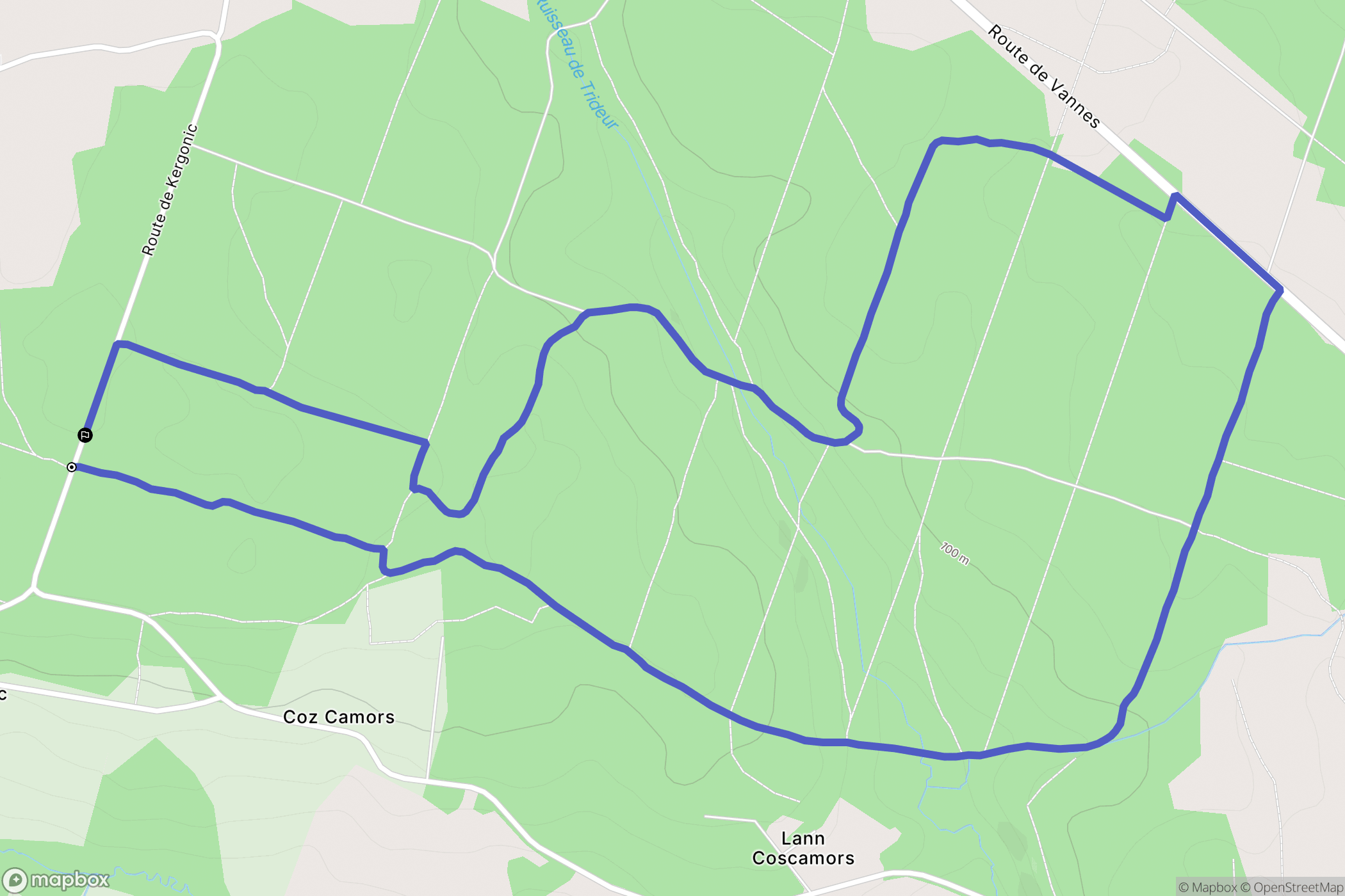 Camors : carte du parcours de randonnée - France