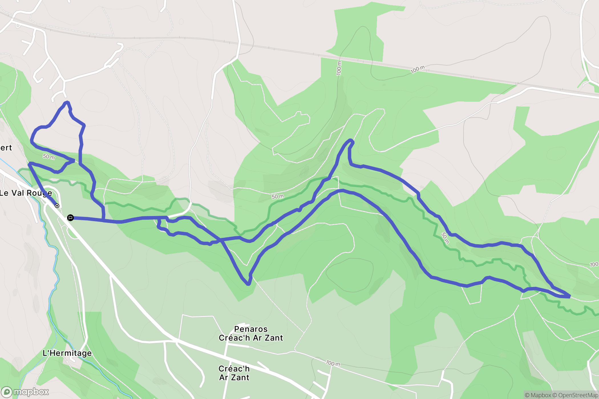 Plougonven : carte du parcours de randonnée - France