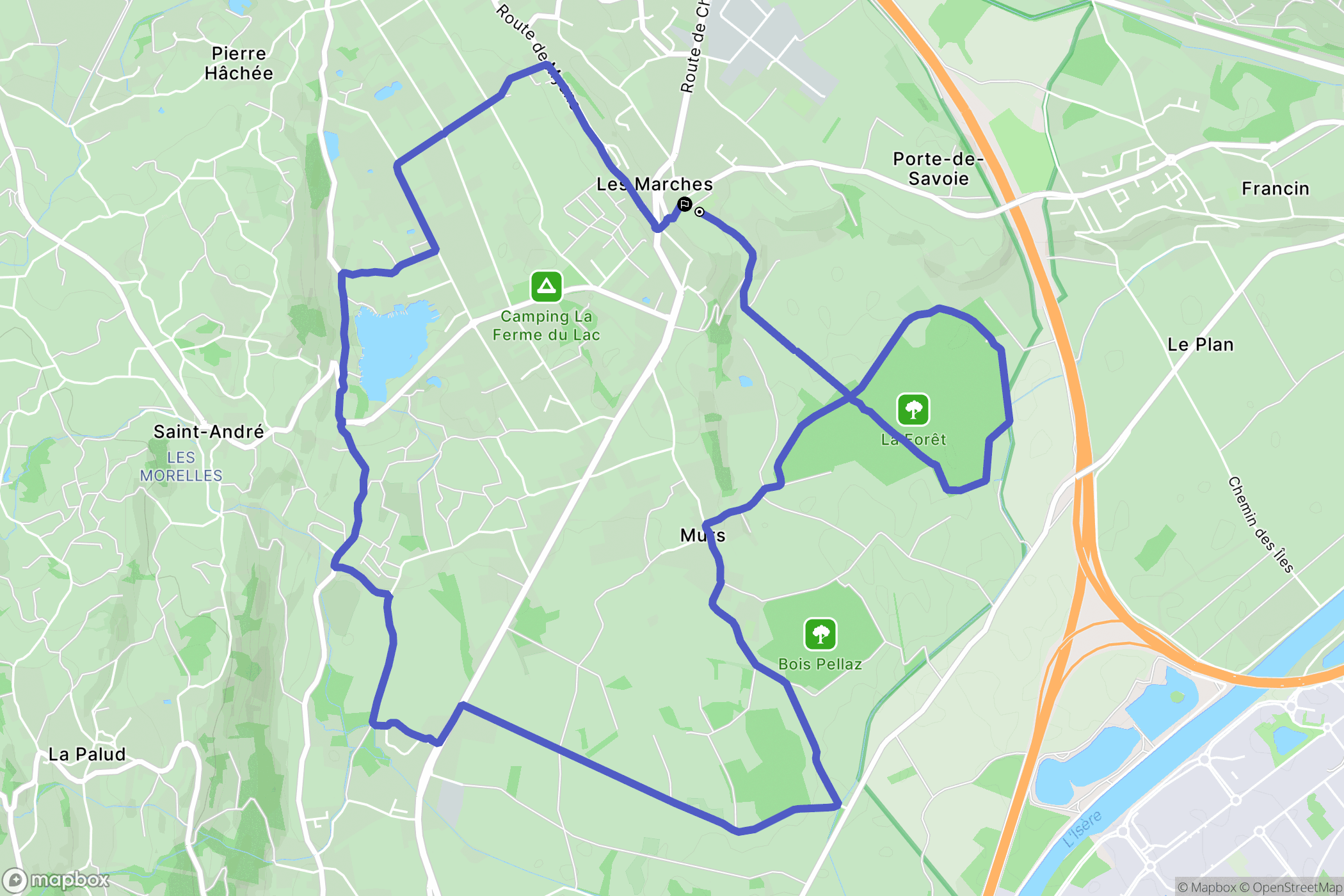Porte-de-Savoie : carte du parcours de randonnée - France