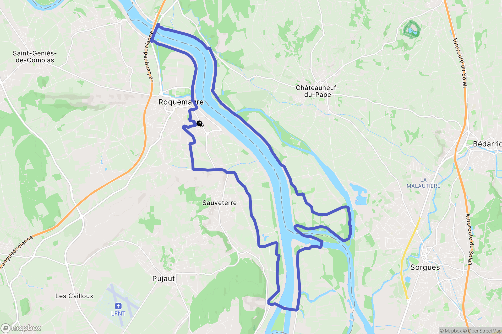 Roquemaure : carte du parcours de randonnée - France