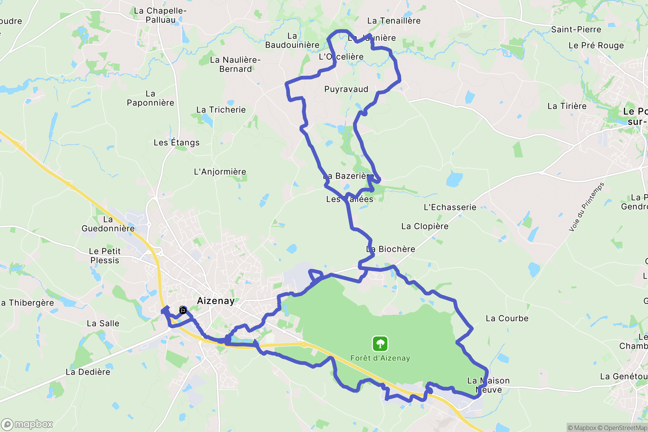 Aizenay : carte du parcours de randonnée - France