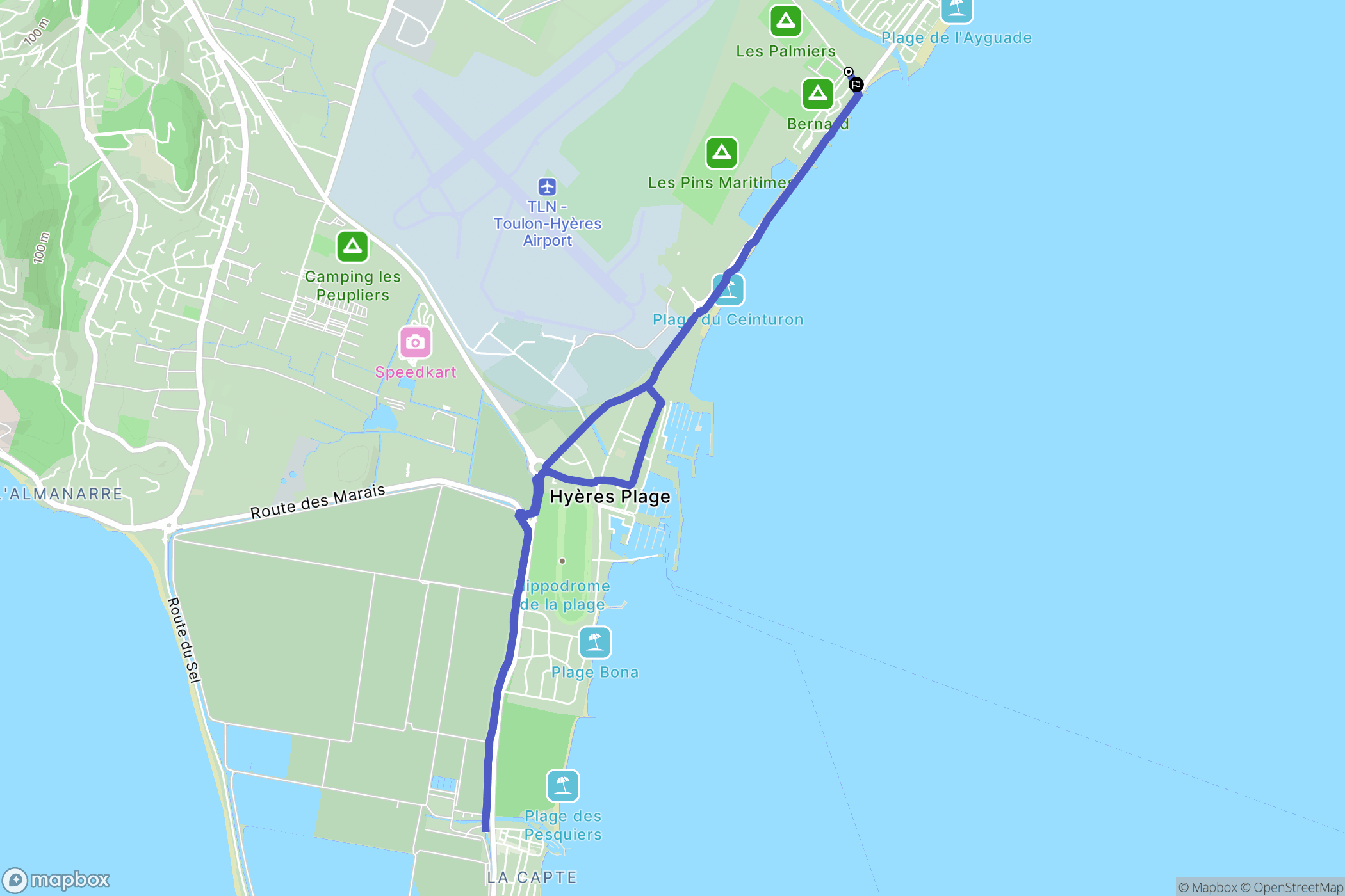 Hyères : carte du parcours de randonnée - France