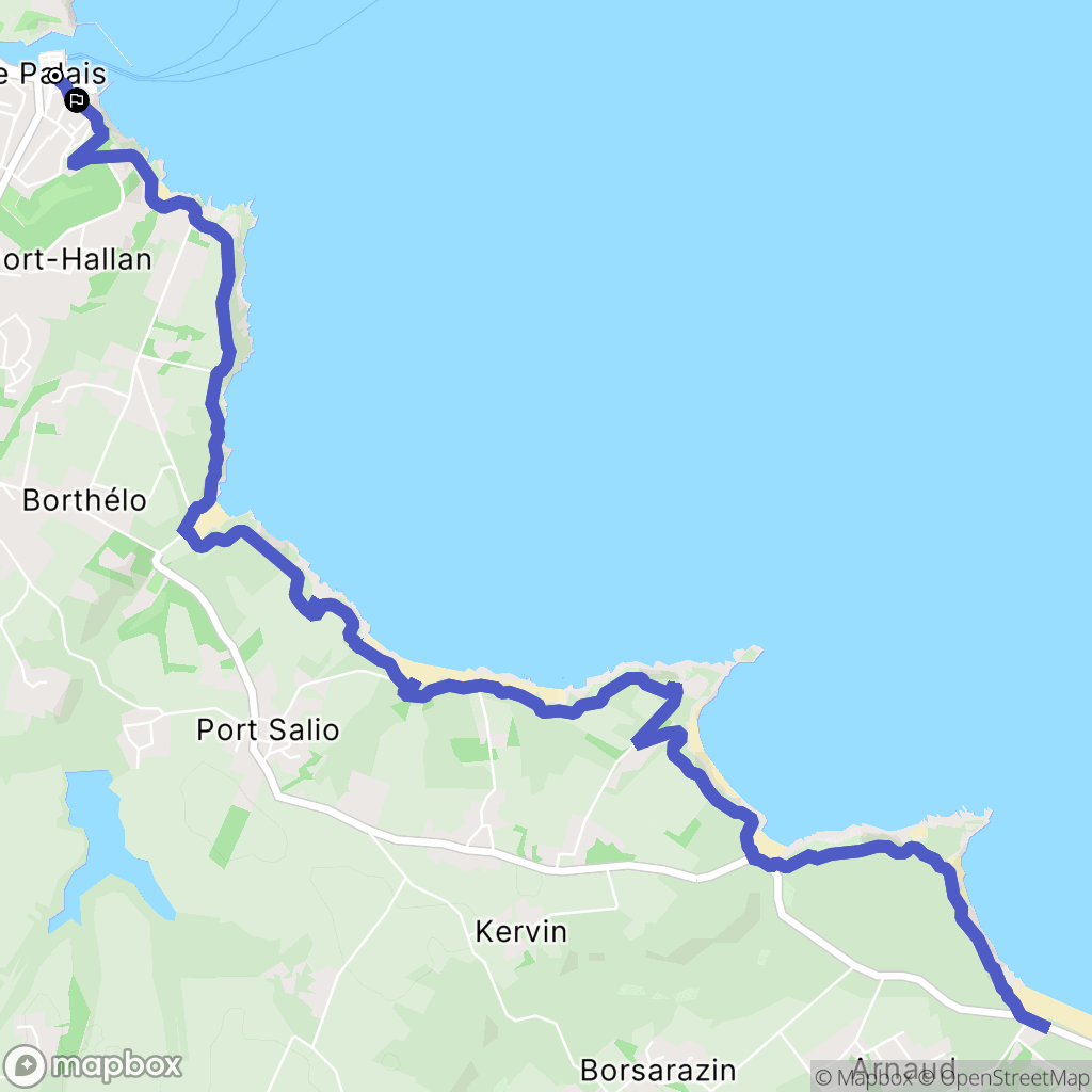 Le Palais : carte du parcours de randonnée - France