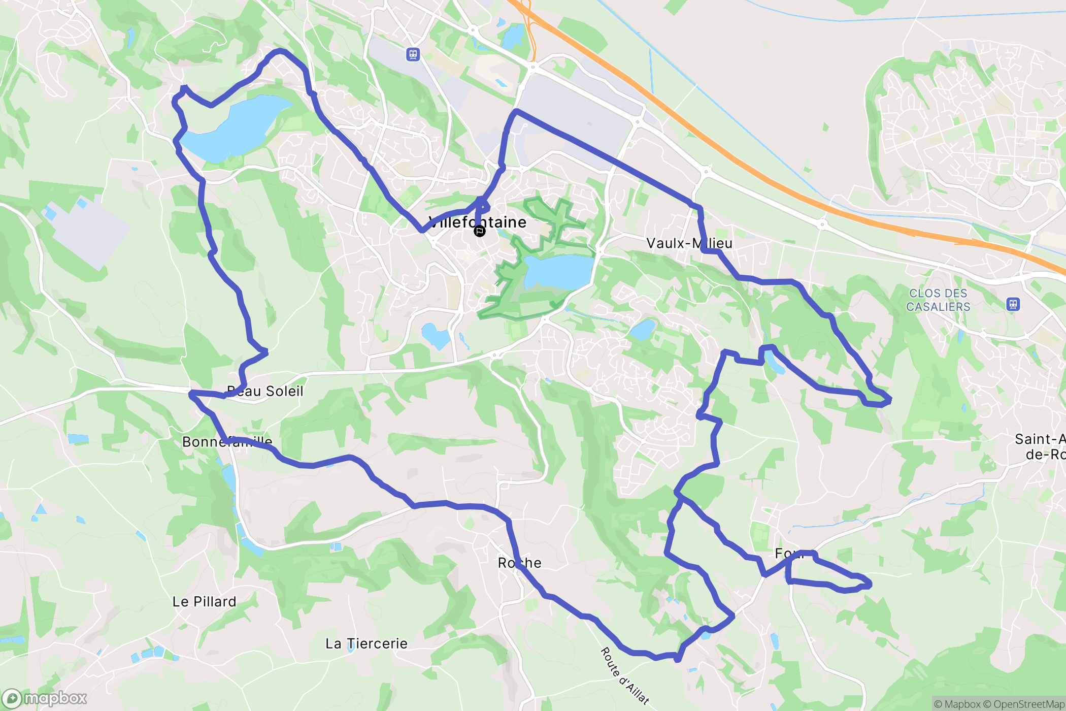 Villefontaine : carte du parcours de randonnée - France
