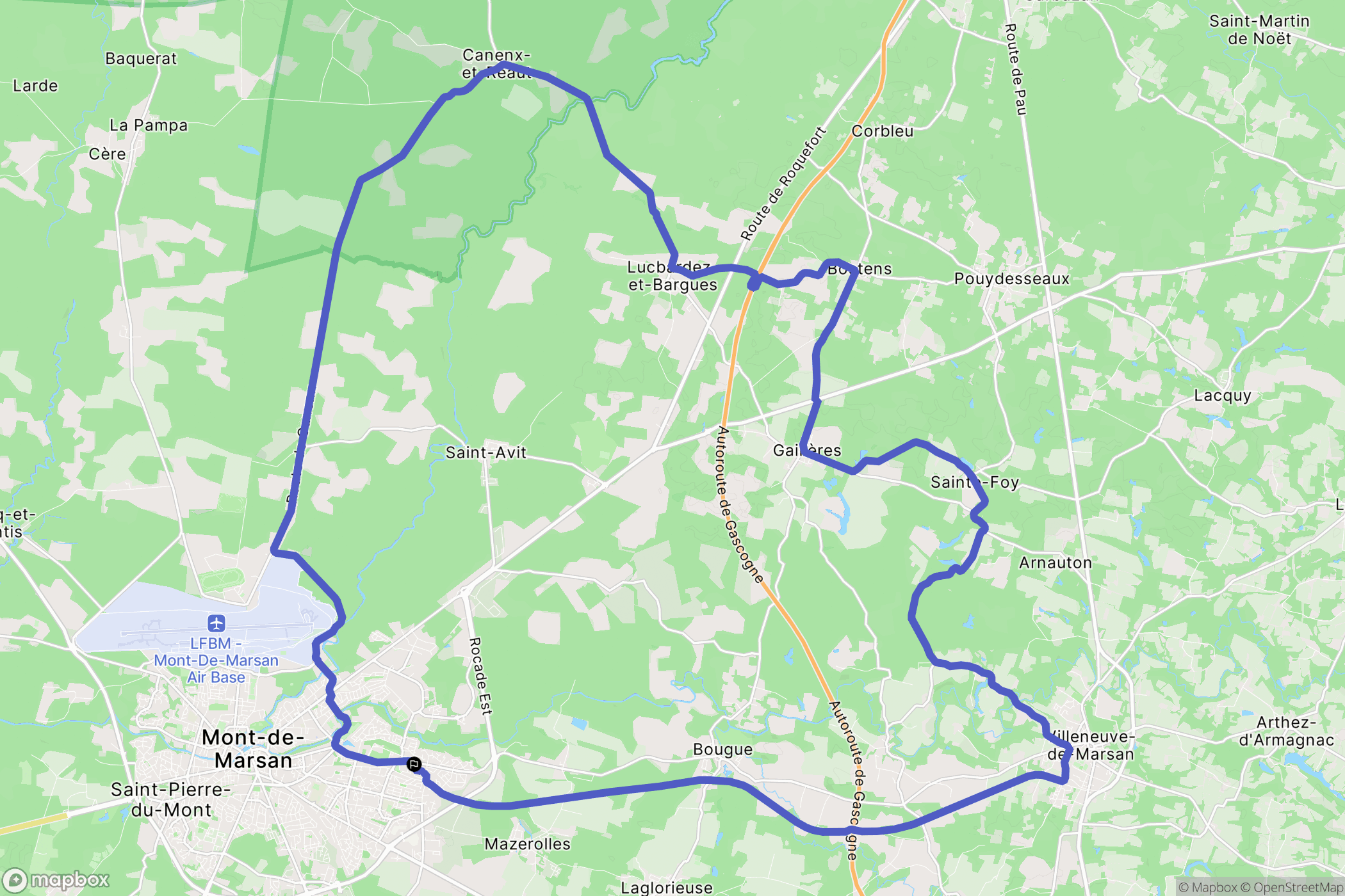 Mont-de-Marsan : carte du parcours de randonnée - France