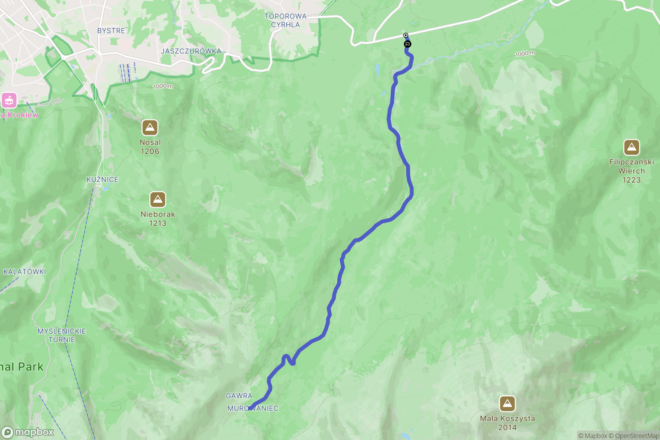 Zakopane: mapa trasy - Poland