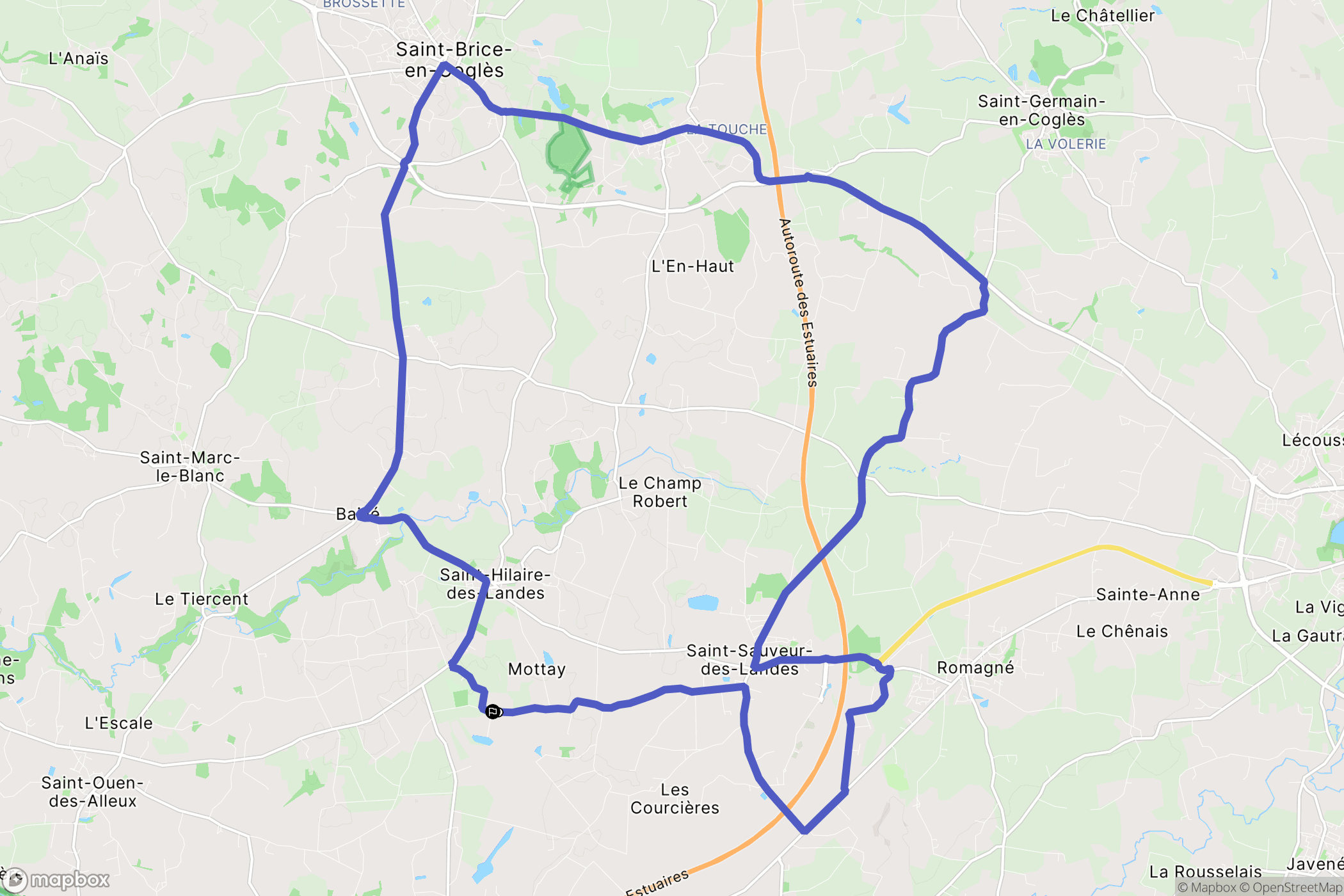 Saint-Hilaire-des-Landes : carte du parcours de randonnée - France