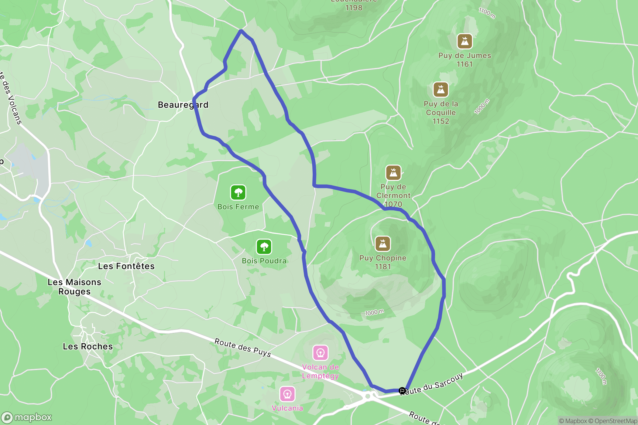 Orcines : carte du parcours de randonnée - France