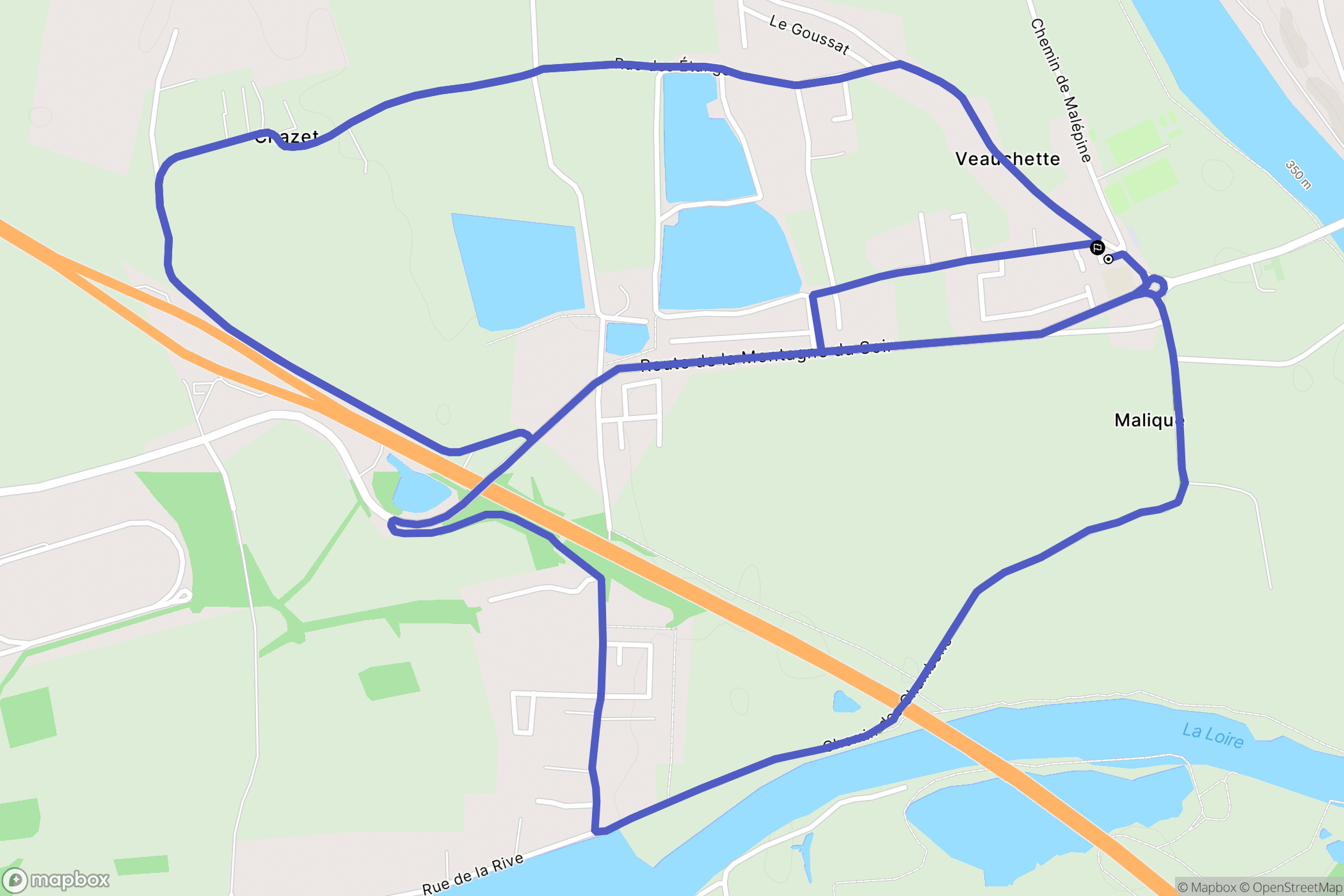 Veauchette : carte du parcours de randonnée - France