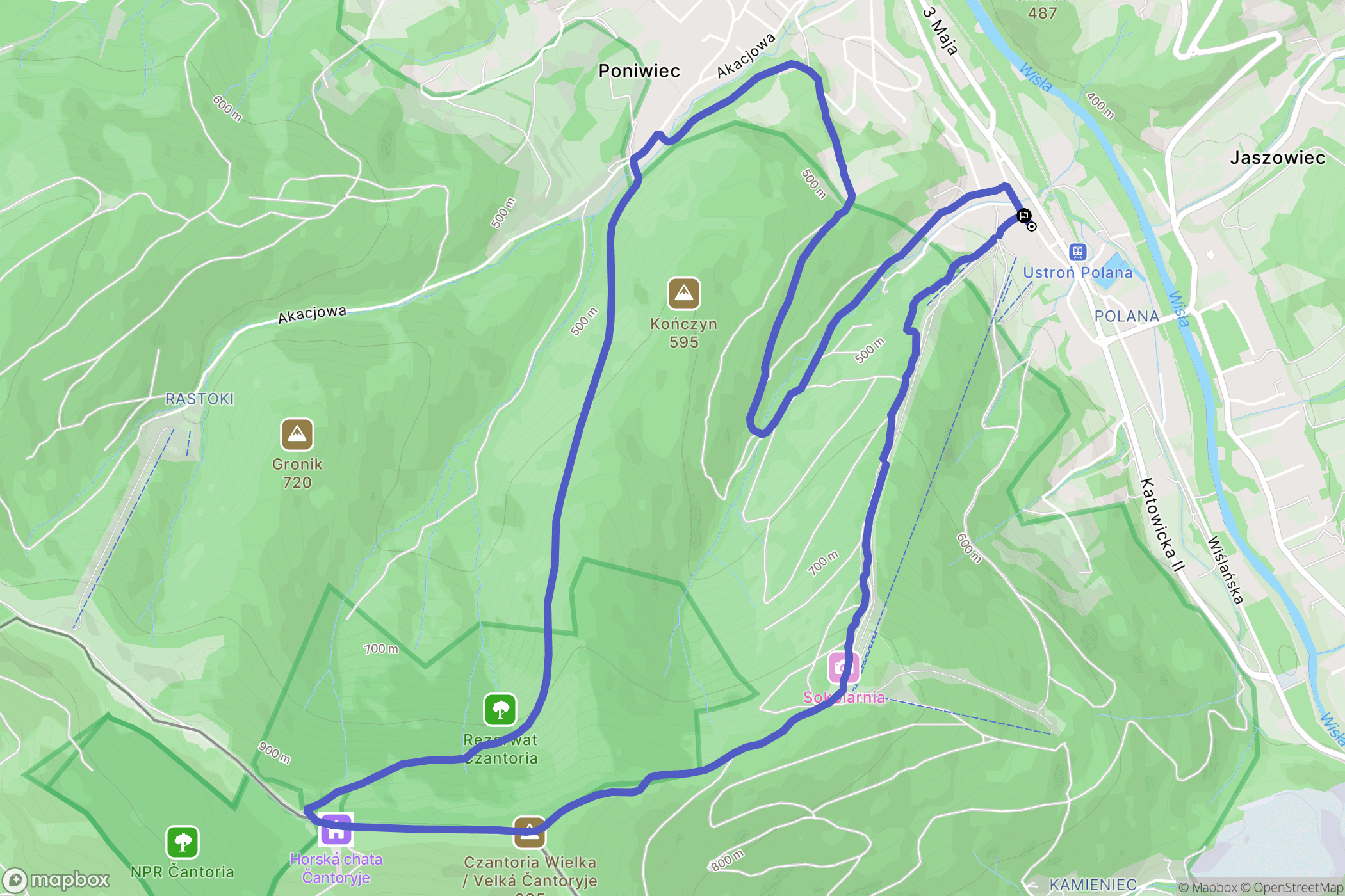 Ustroń: mapa trasy - Poland