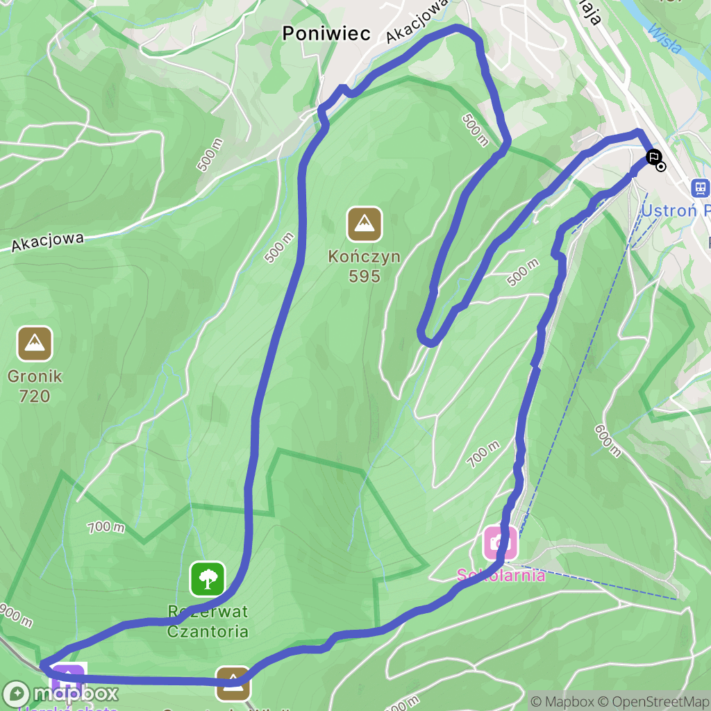 Ustroń: mapa trasy - Poland