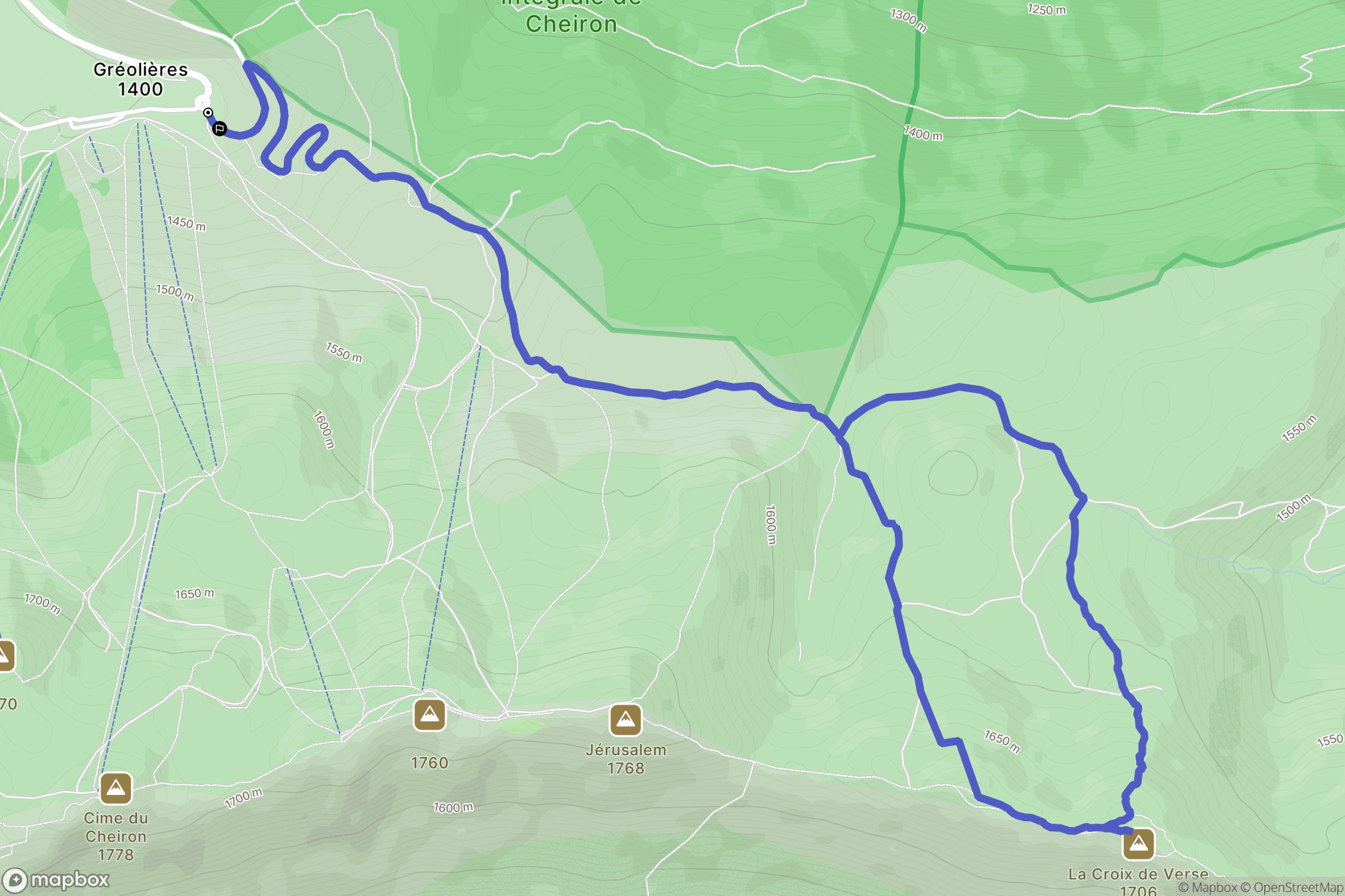 Gréolières : carte du parcours de randonnée - France