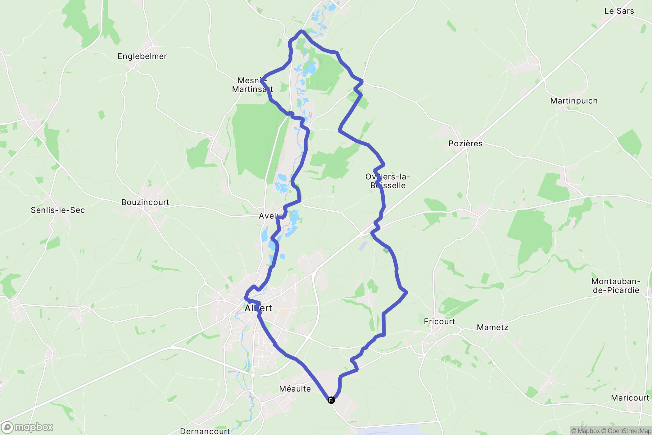 Méaulte : carte du parcours de randonnée - France