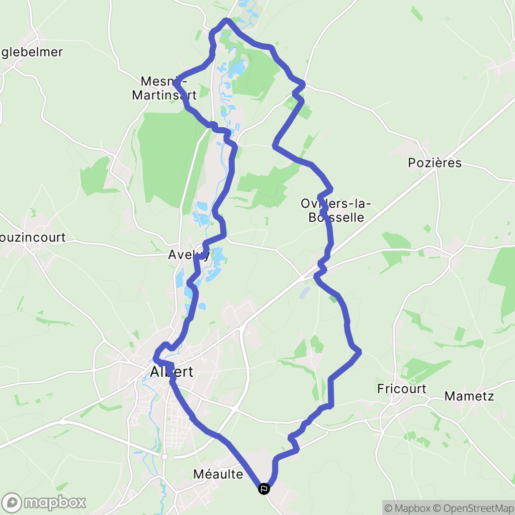 Méaulte : carte du parcours de randonnée - France