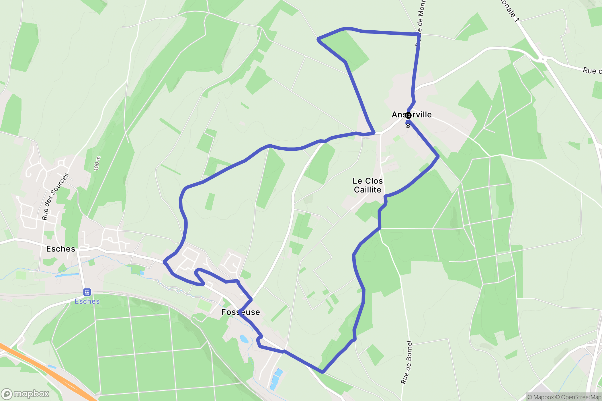 Bornel : carte du parcours de randonnée - France