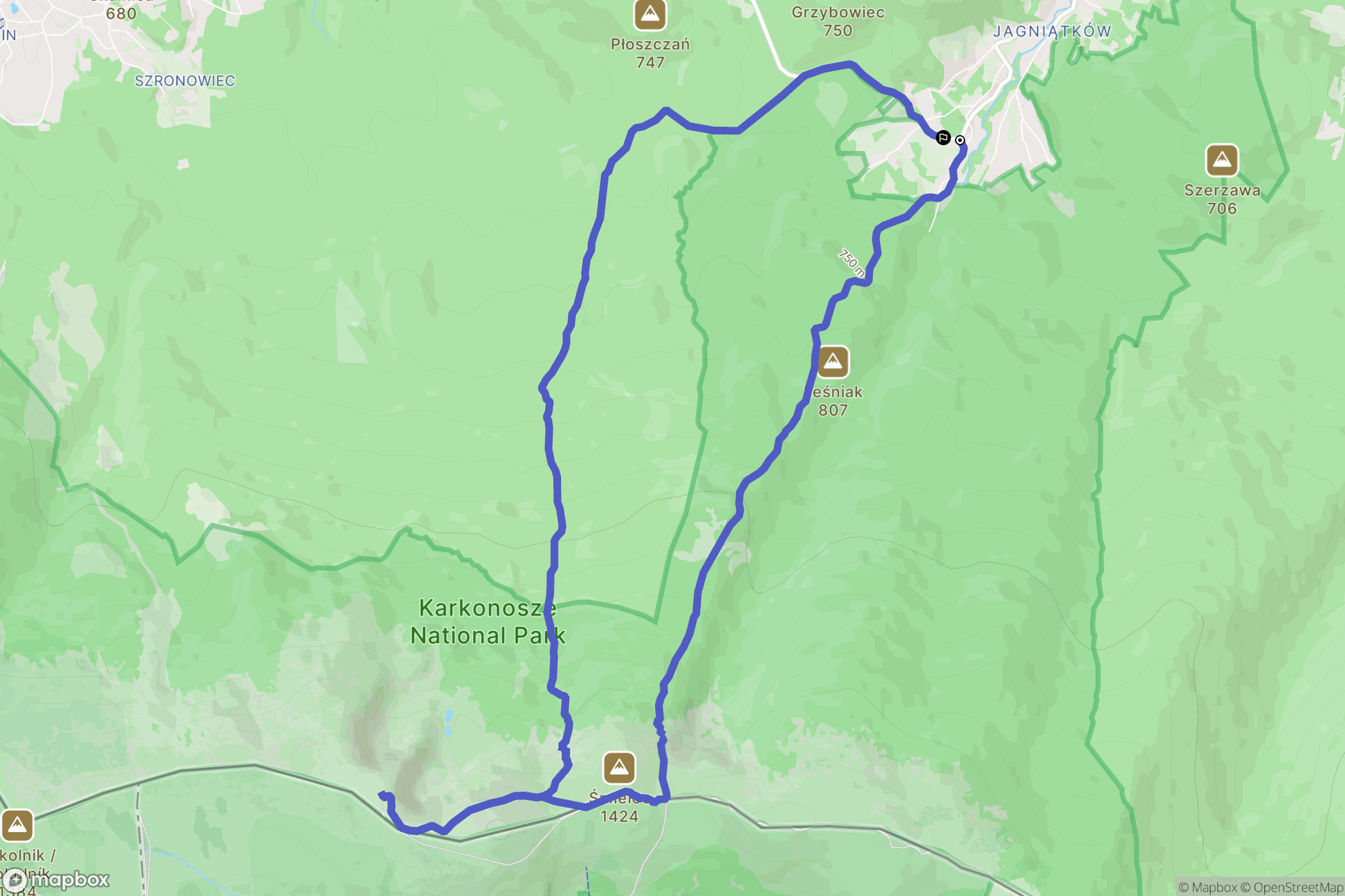 Jelenia Góra: mapa trasy - Poland