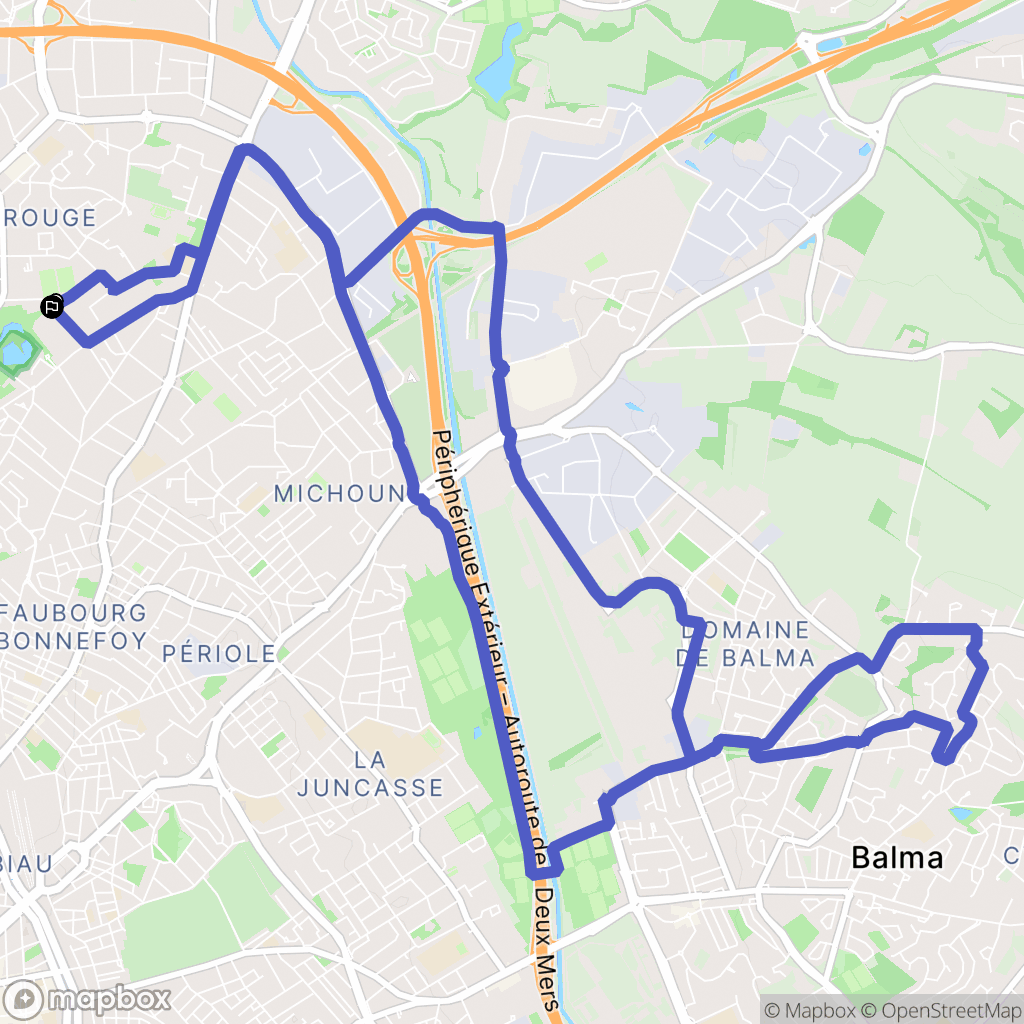 Toulouse : carte du parcours de randonnée - France