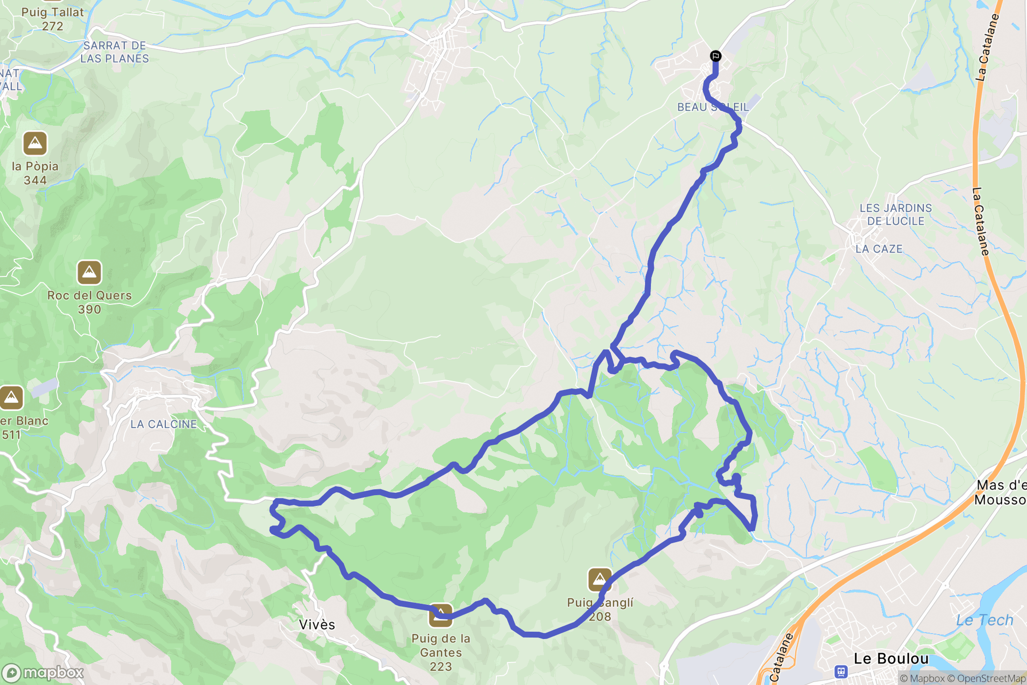 Passa : carte du parcours de randonnée - France