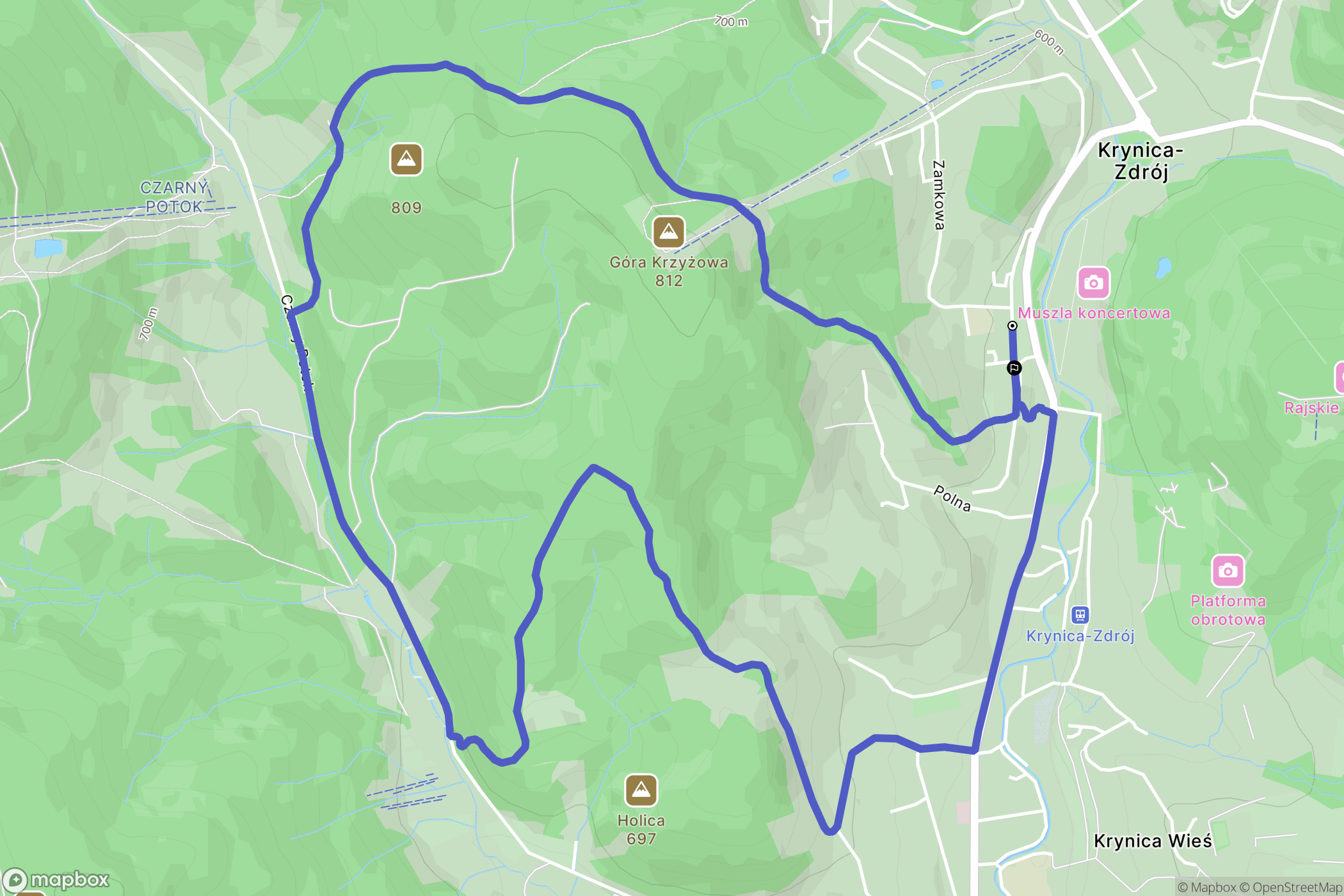 Krynica-Zdrój: mapa trasy - Poland