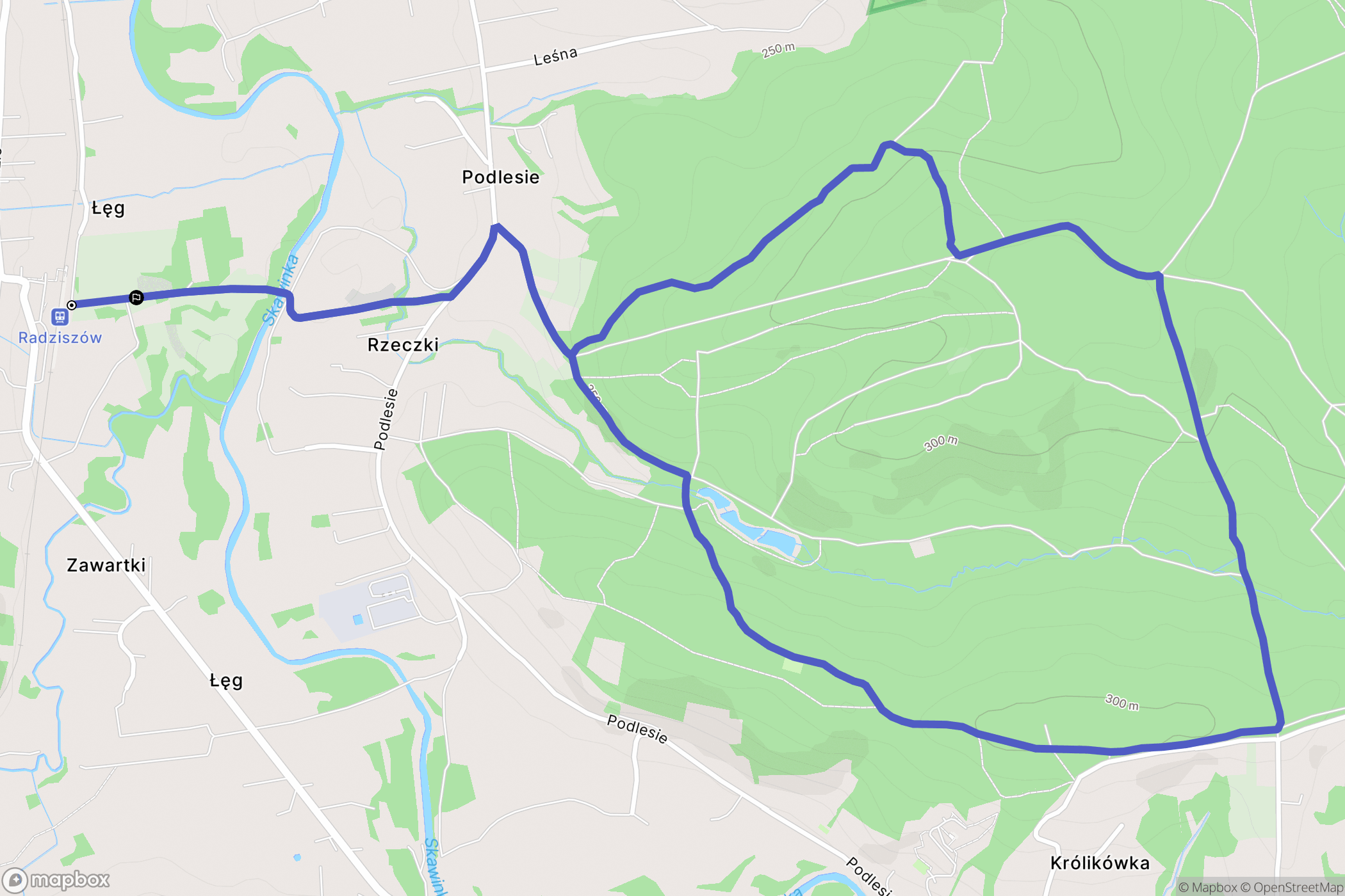 Radziszów: mapa trasy - Poland