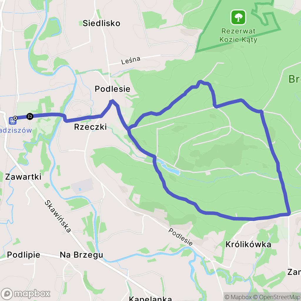 Radziszów: mapa trasy - Poland