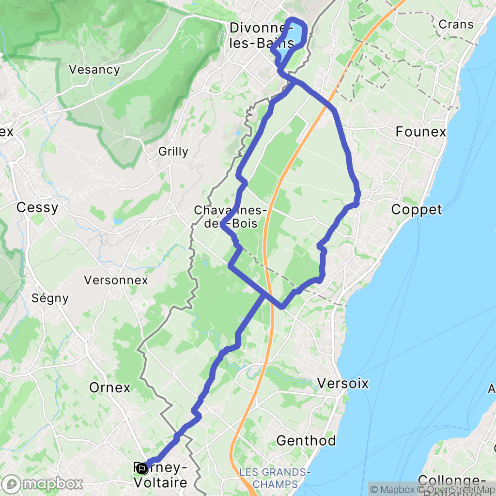 Ferney-Voltaire : carte du parcours de randonnée - France