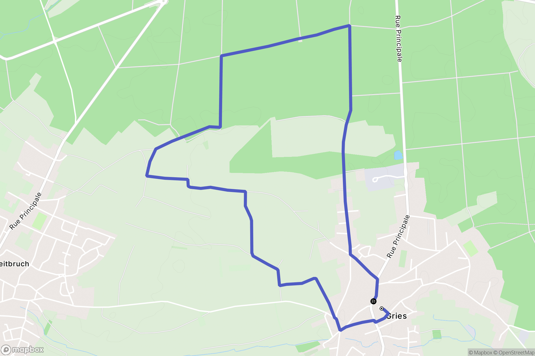 Gries : carte du parcours de randonnée - France