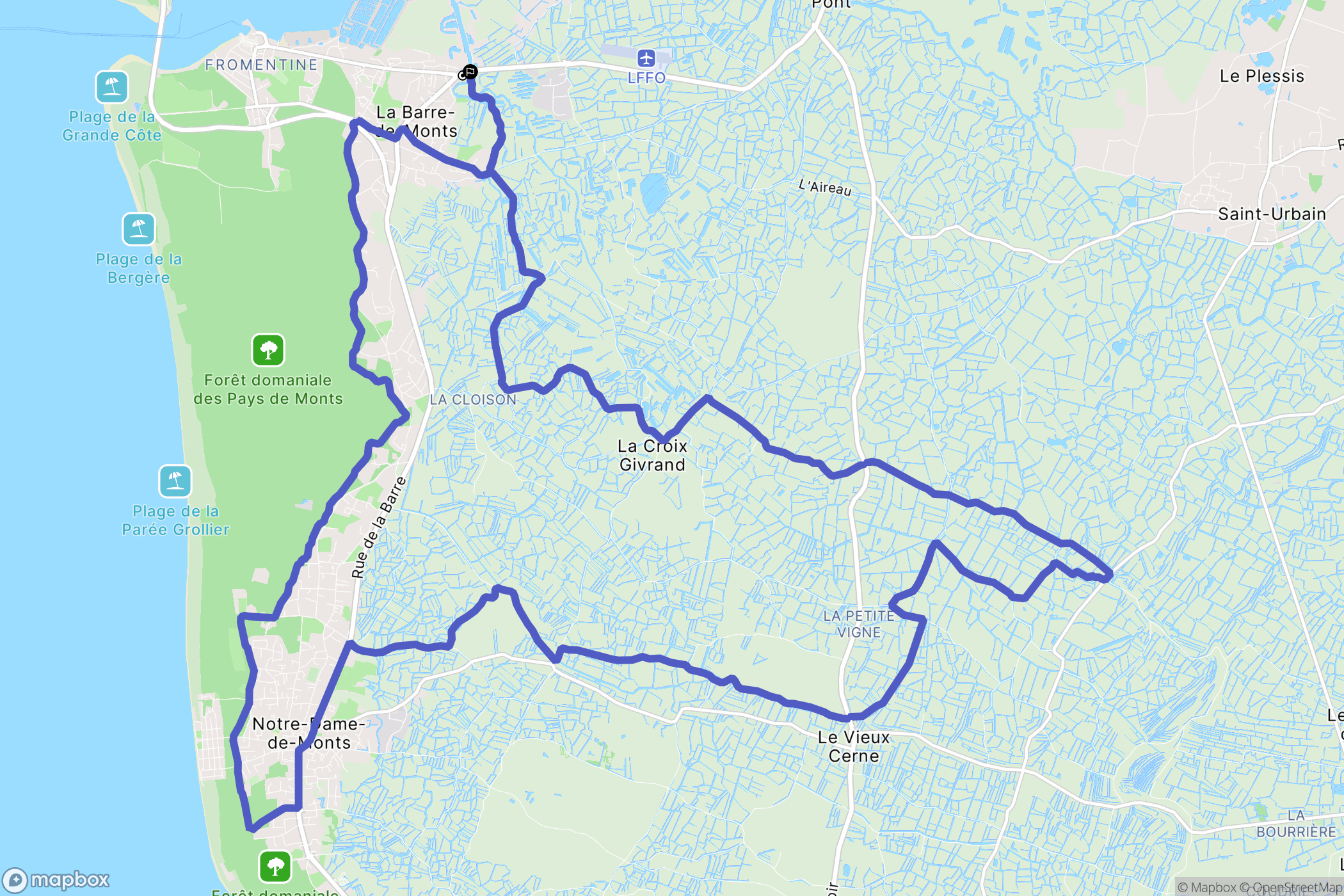 La Barre-de-Monts : carte du parcours de randonnée - France