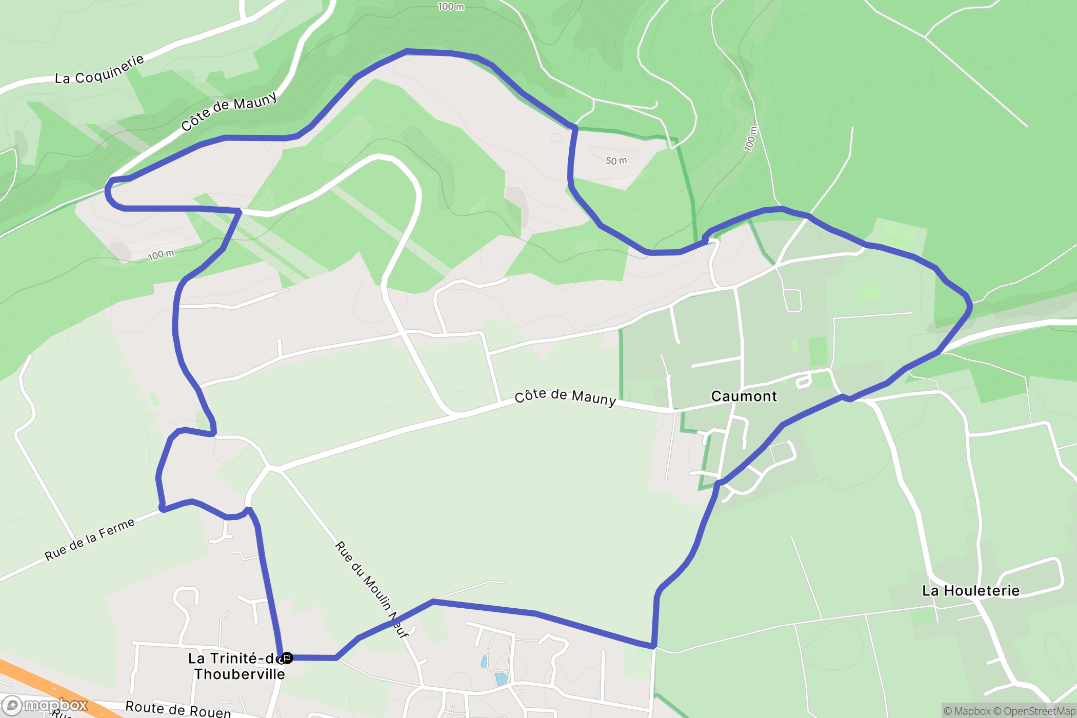 La Trinité-de-Thouberville : carte du parcours de randonnée - France