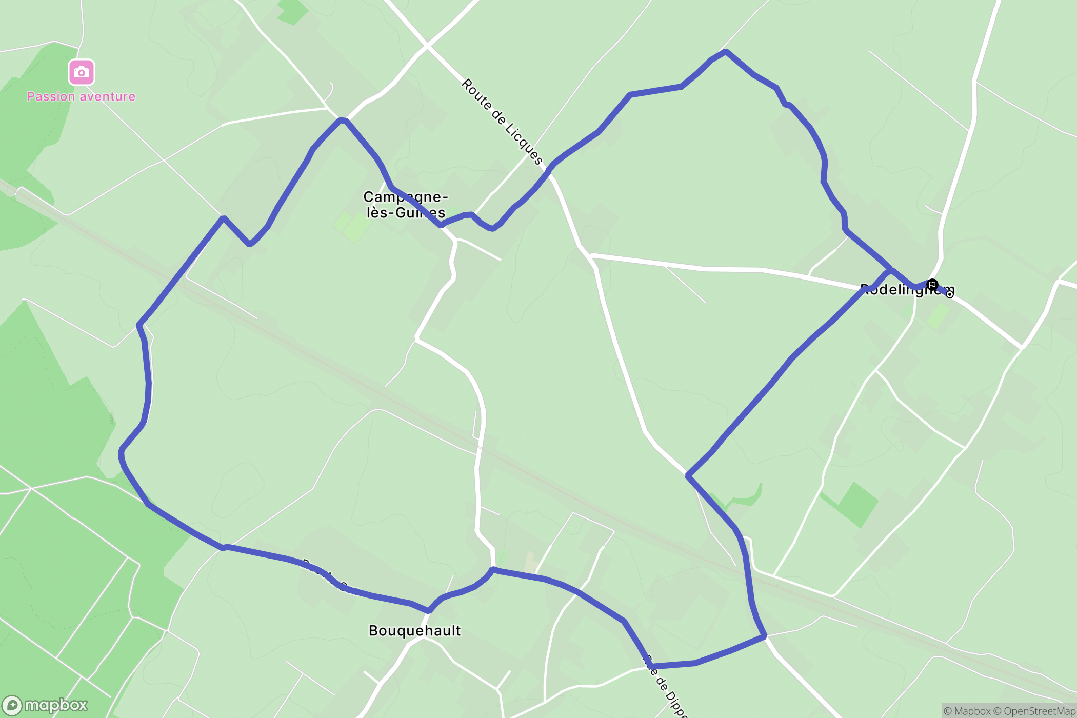 Rodelinghem : carte du parcours de randonnée - France