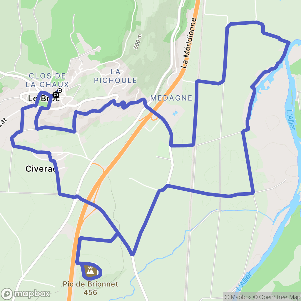 Le Broc : carte du parcours de randonnée - France